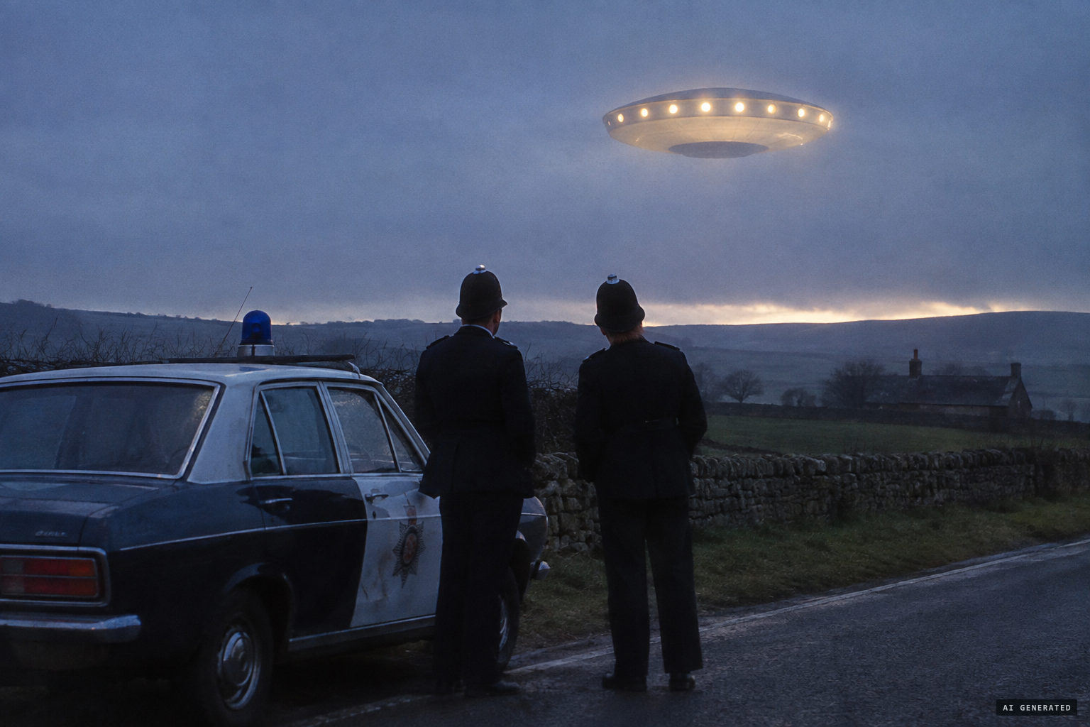 Two officers stare up at the awe-inspiring, beautiful craft