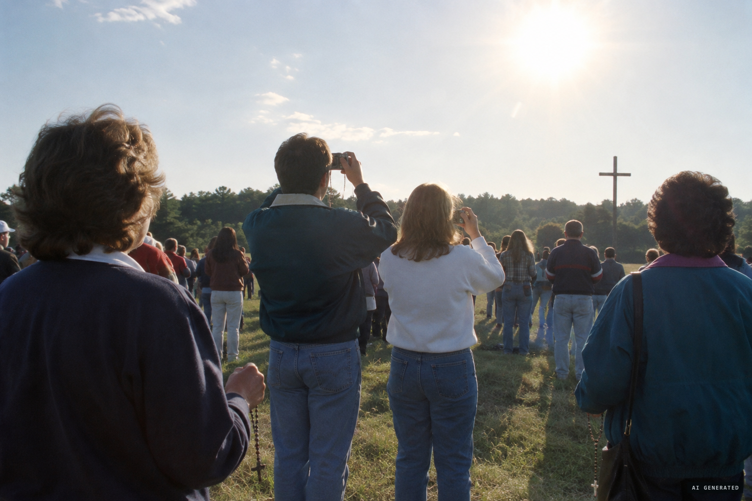 Pilgrims from Virginia and Mexico photograph the sky