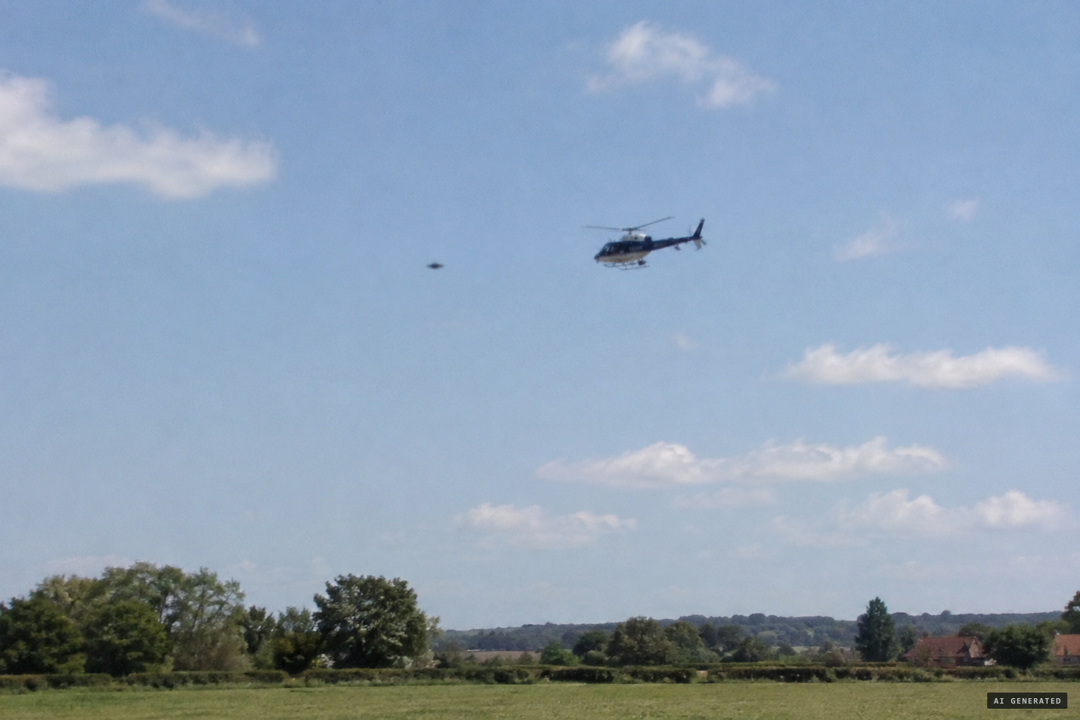 A separate Cookley photo of an object close to a helicopter