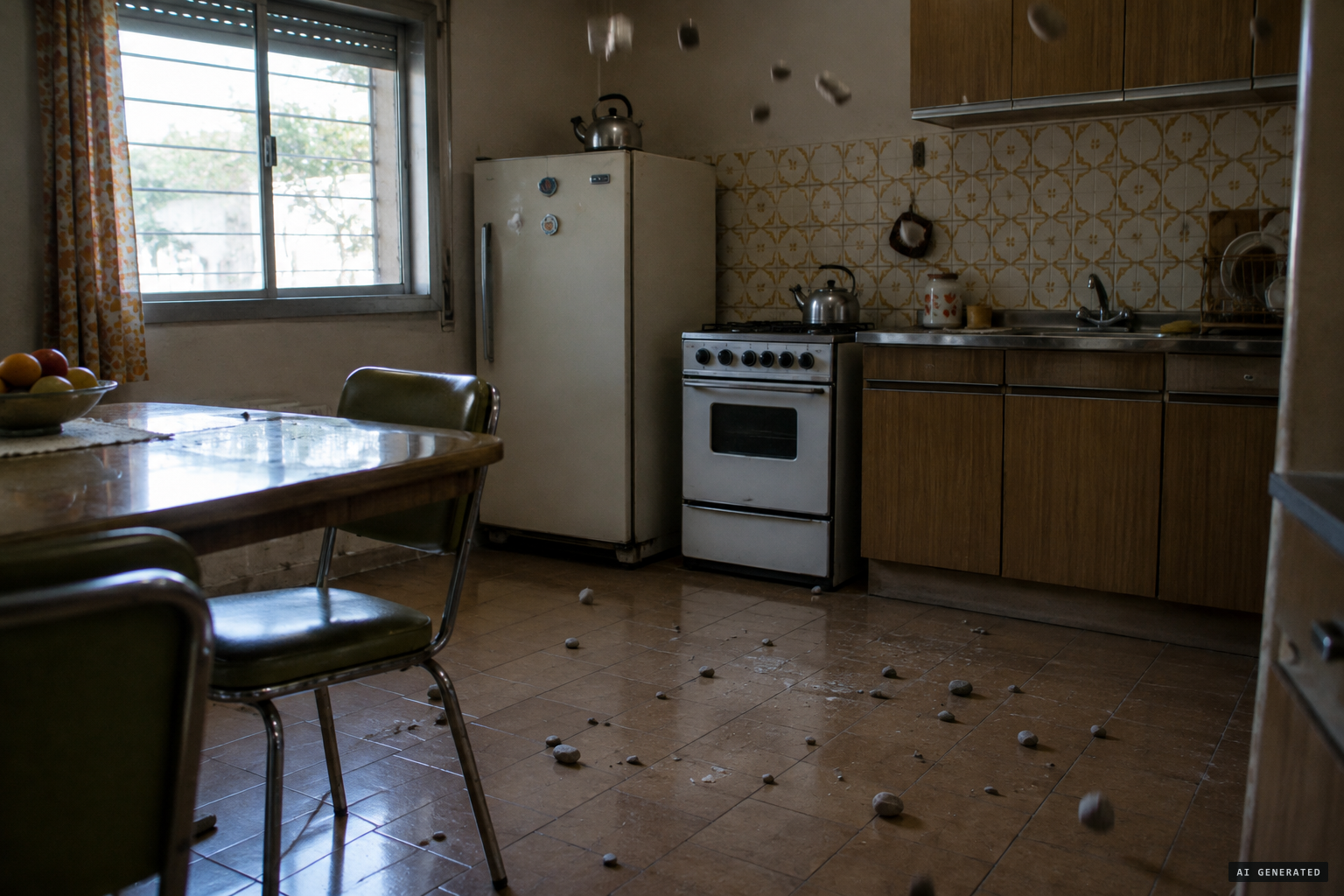 Stones falling into the house, thrown by nobody