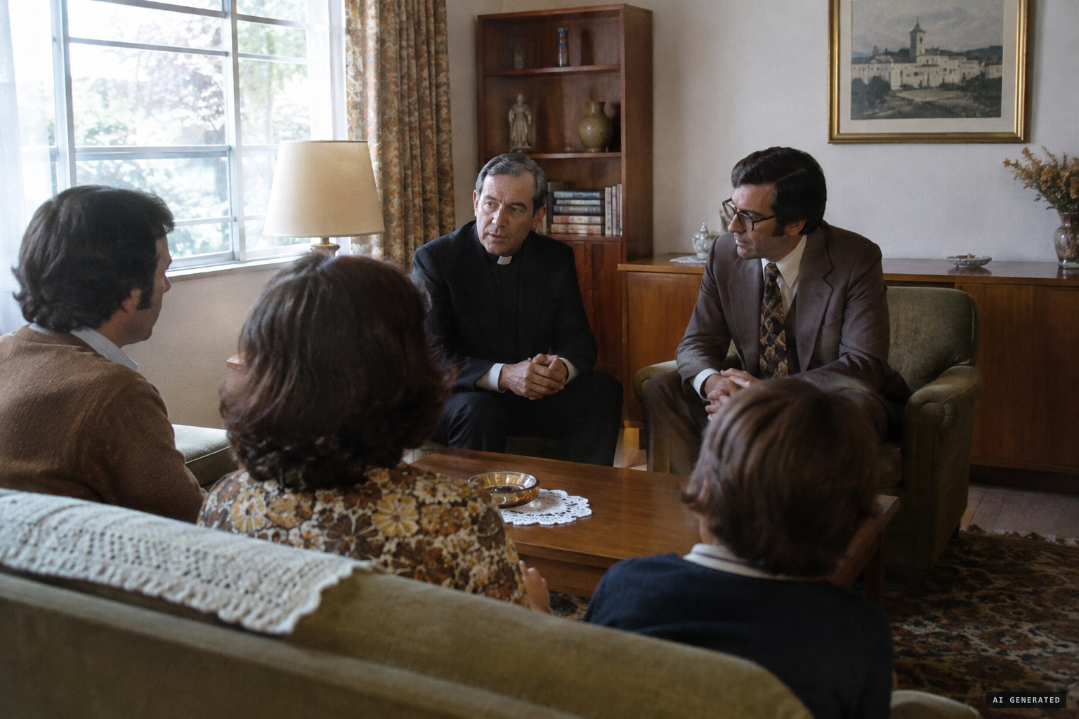 A priest and a psychologist calm the family