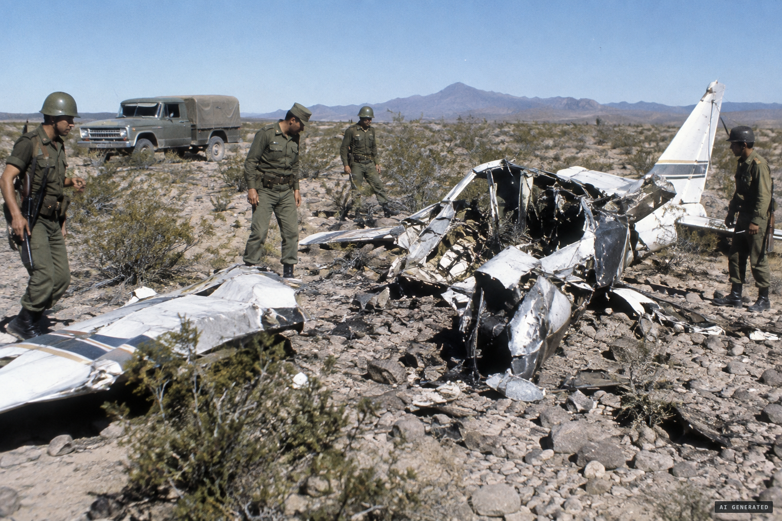 At 10:35 a.m. Mexican teams find the plane almost totally destroyed