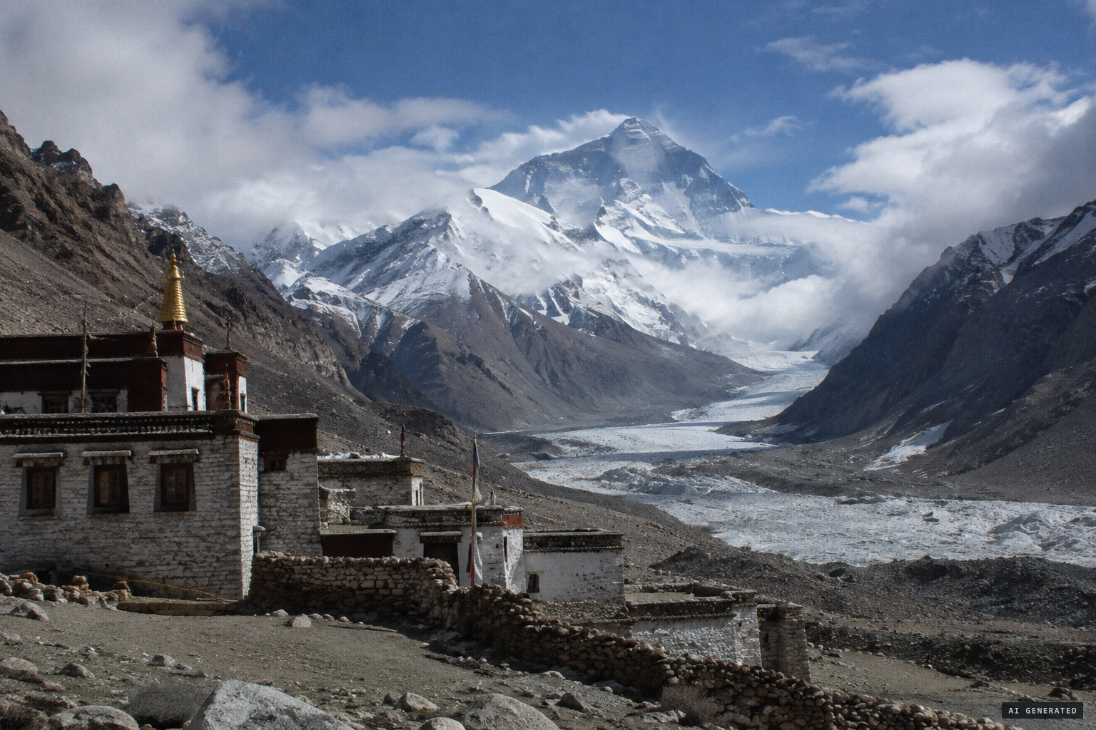 The route from Rongbuk to the North Col, the only fixed point of the sightings