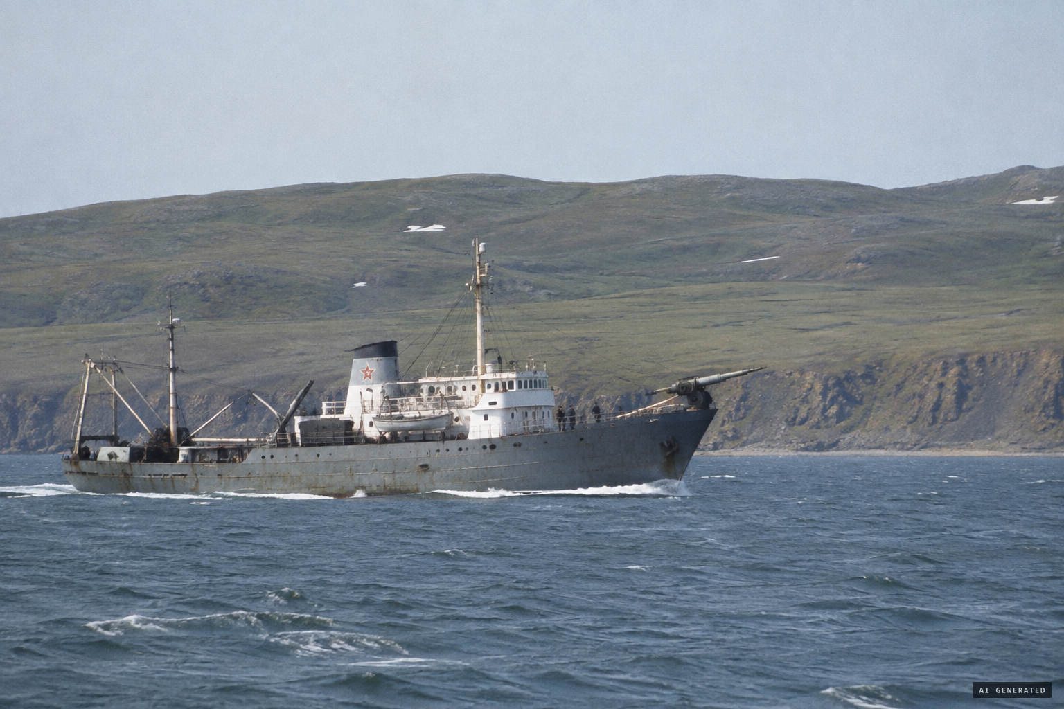 The Soviet whaler Buran near Cape Navarin, July 1962