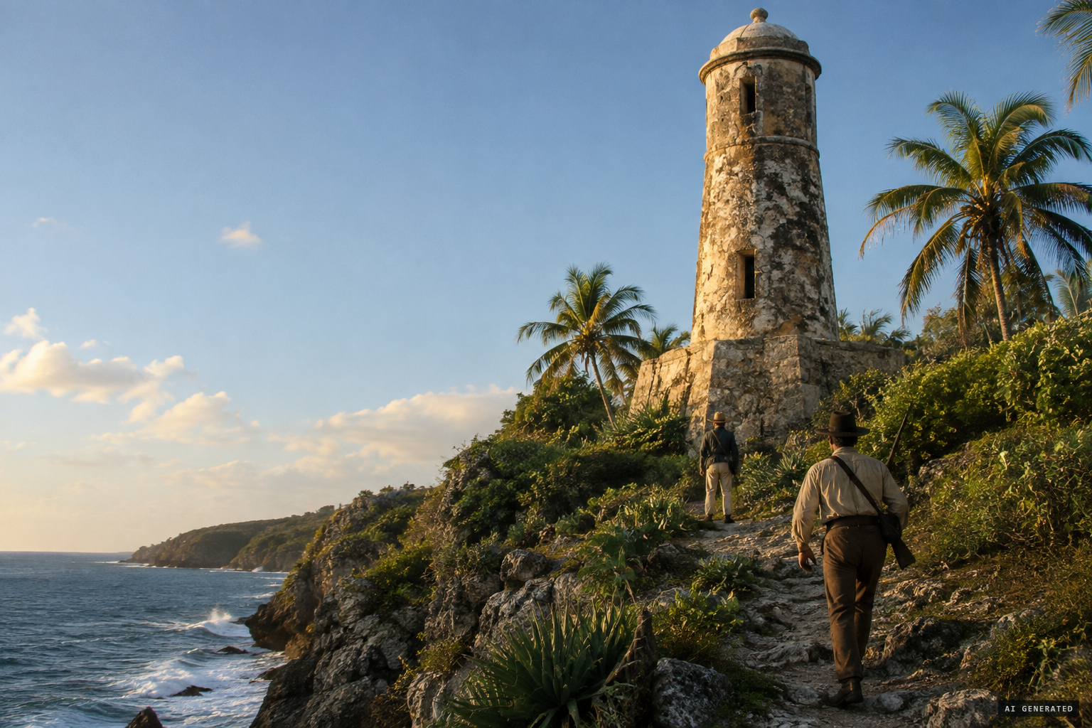 The old watch tower of San Juan, high above the cliffs near Manzanillo
