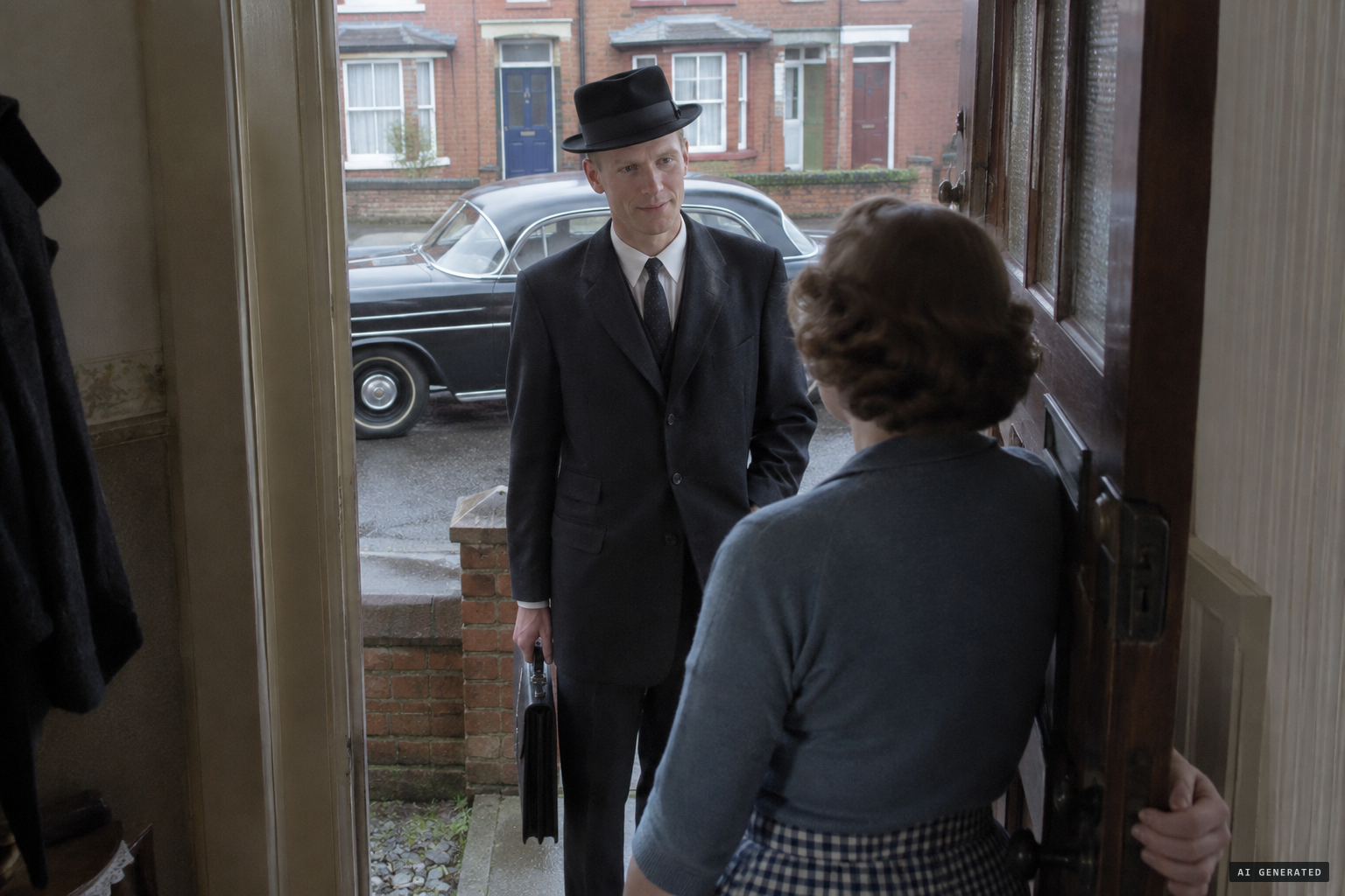 February 1958: the visitor knocks in a black suit and homburg hat