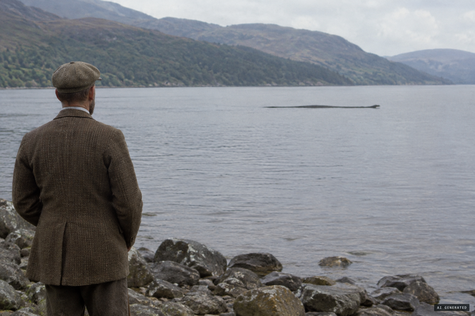 At first he took it for a vast log drifting across the loch