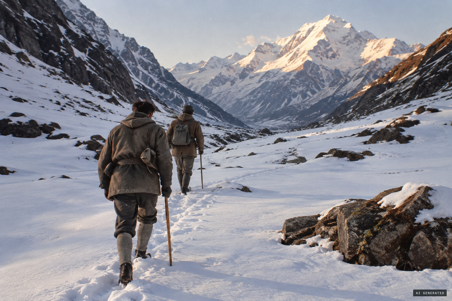 Izzard and Russell follow tracks for over two days
