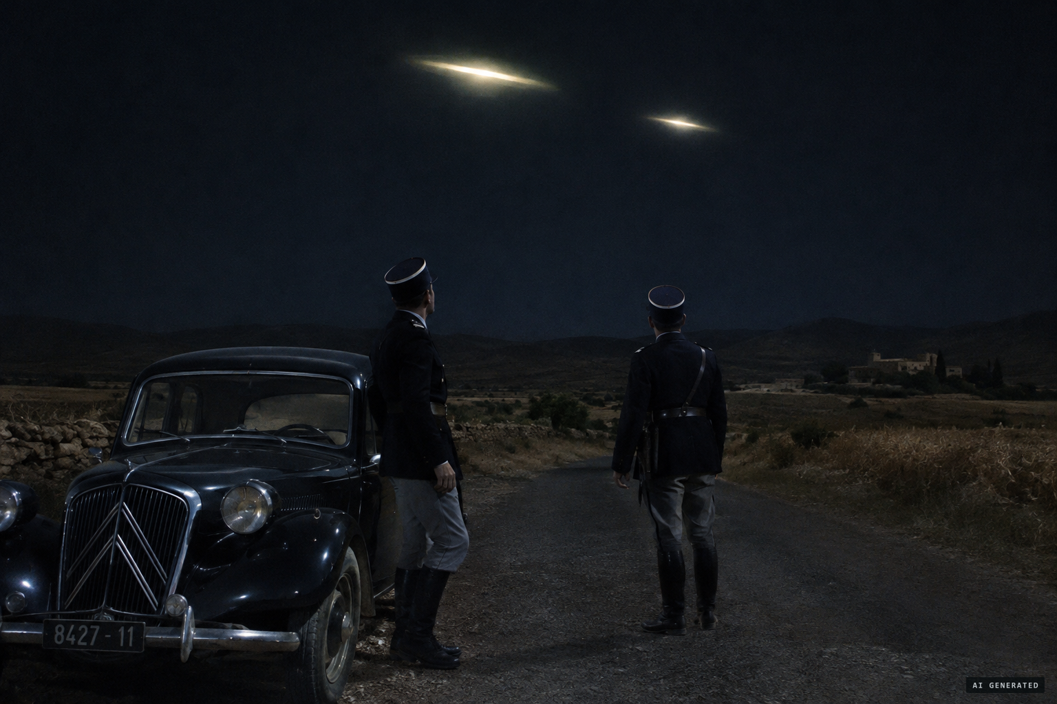 At Had Kourt, two police officers on night duty see two elongated saucers
