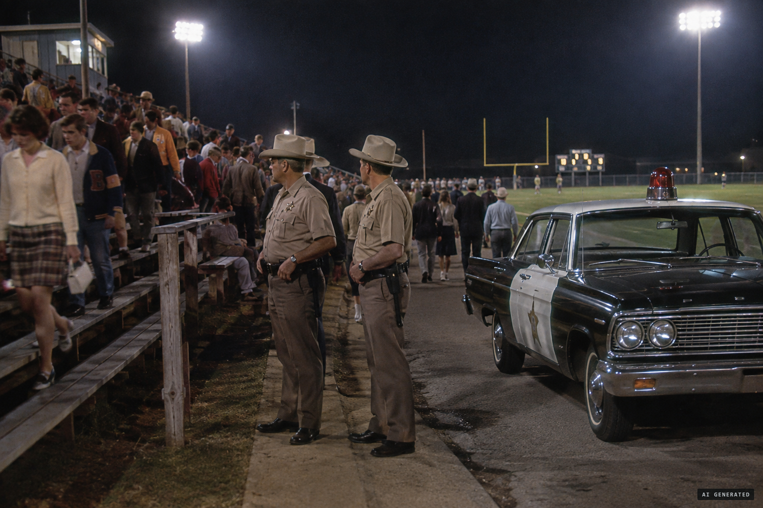 Deputies McCoy and Goode finish security duty at the Sweeny Bulldogs' home game