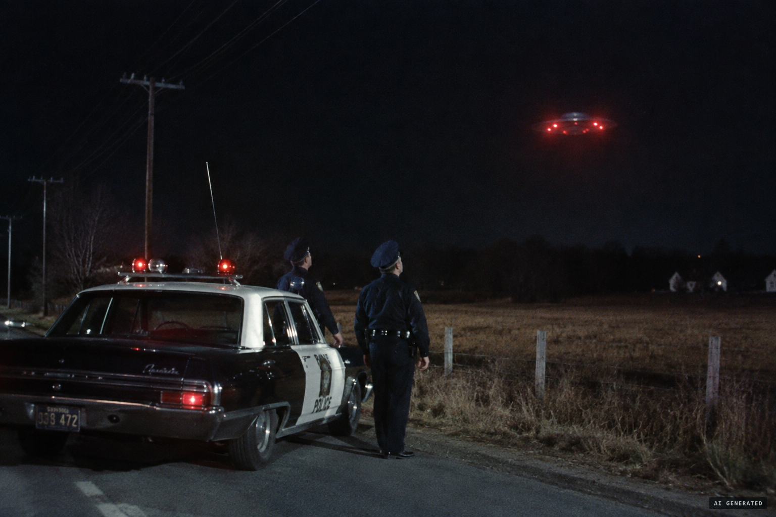 The same night, Exeter police report their own low, silent object with pulsing lights