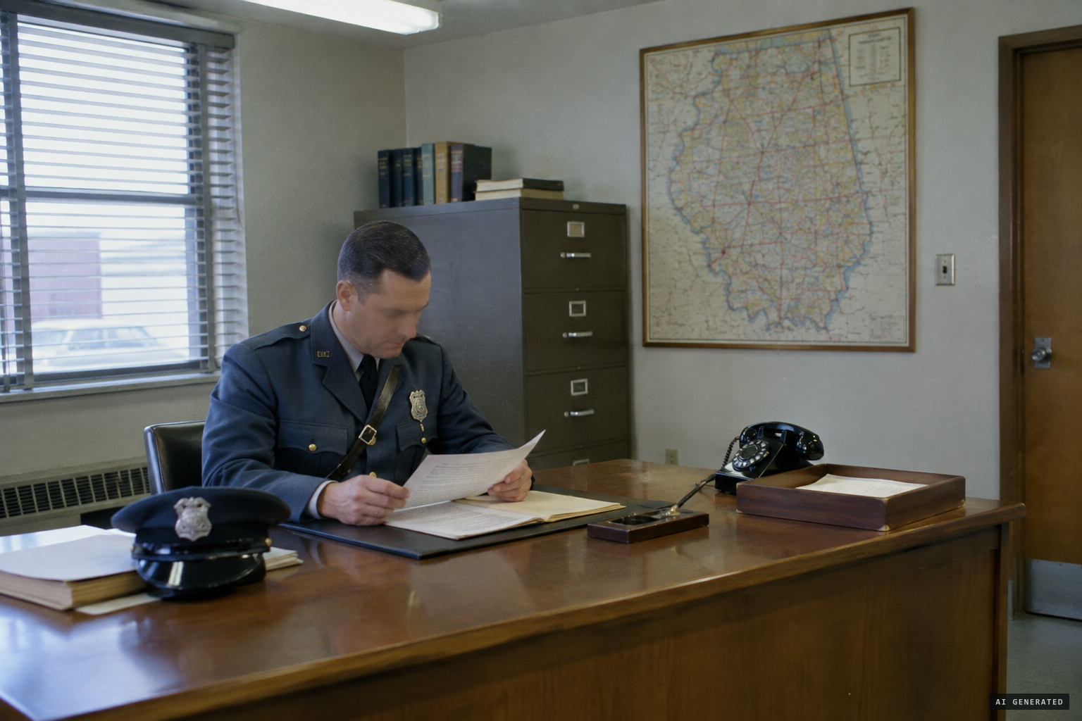 Lt. John T. Henry stands behind his veteran troopers