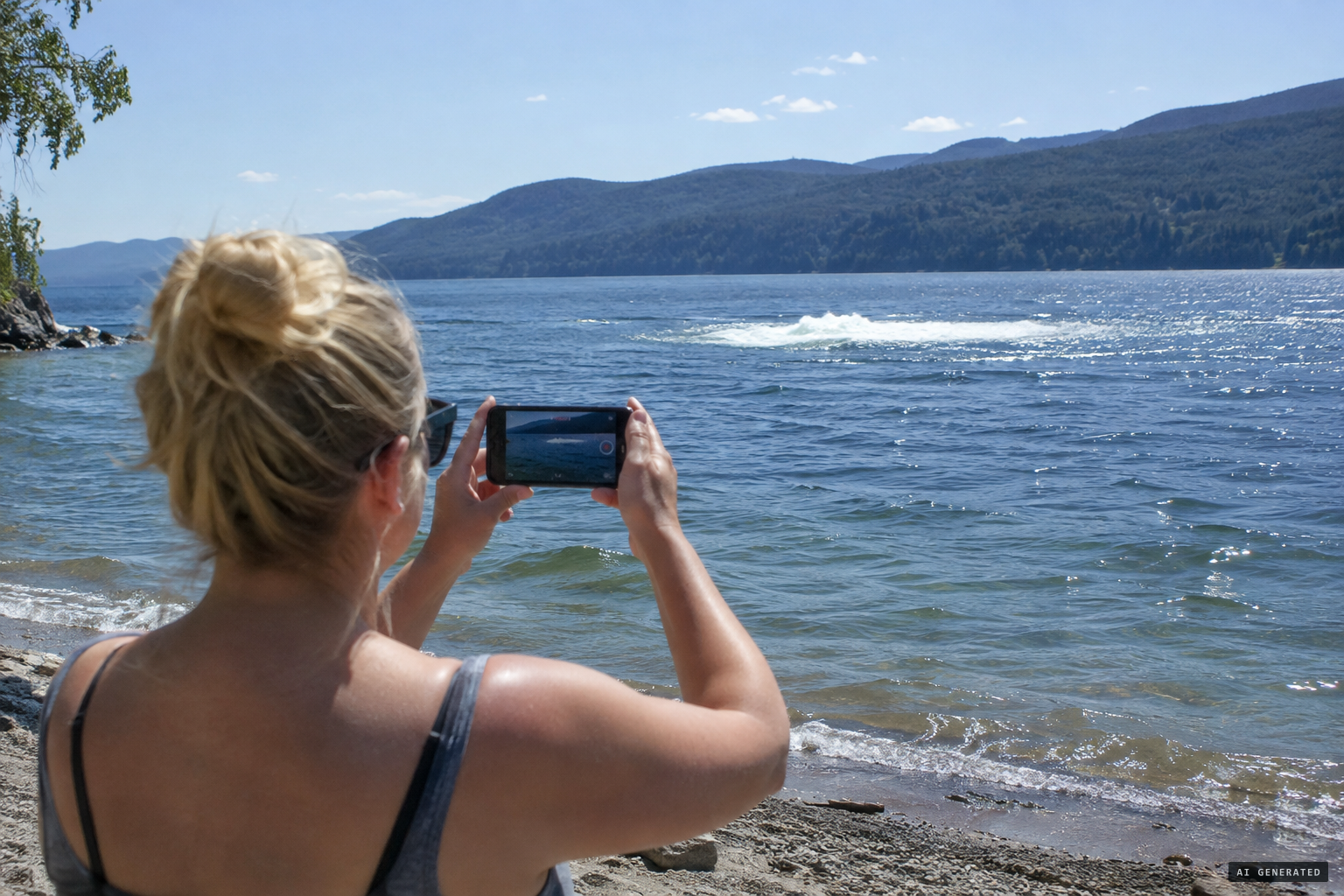 She films the disturbance twirling around in the distance