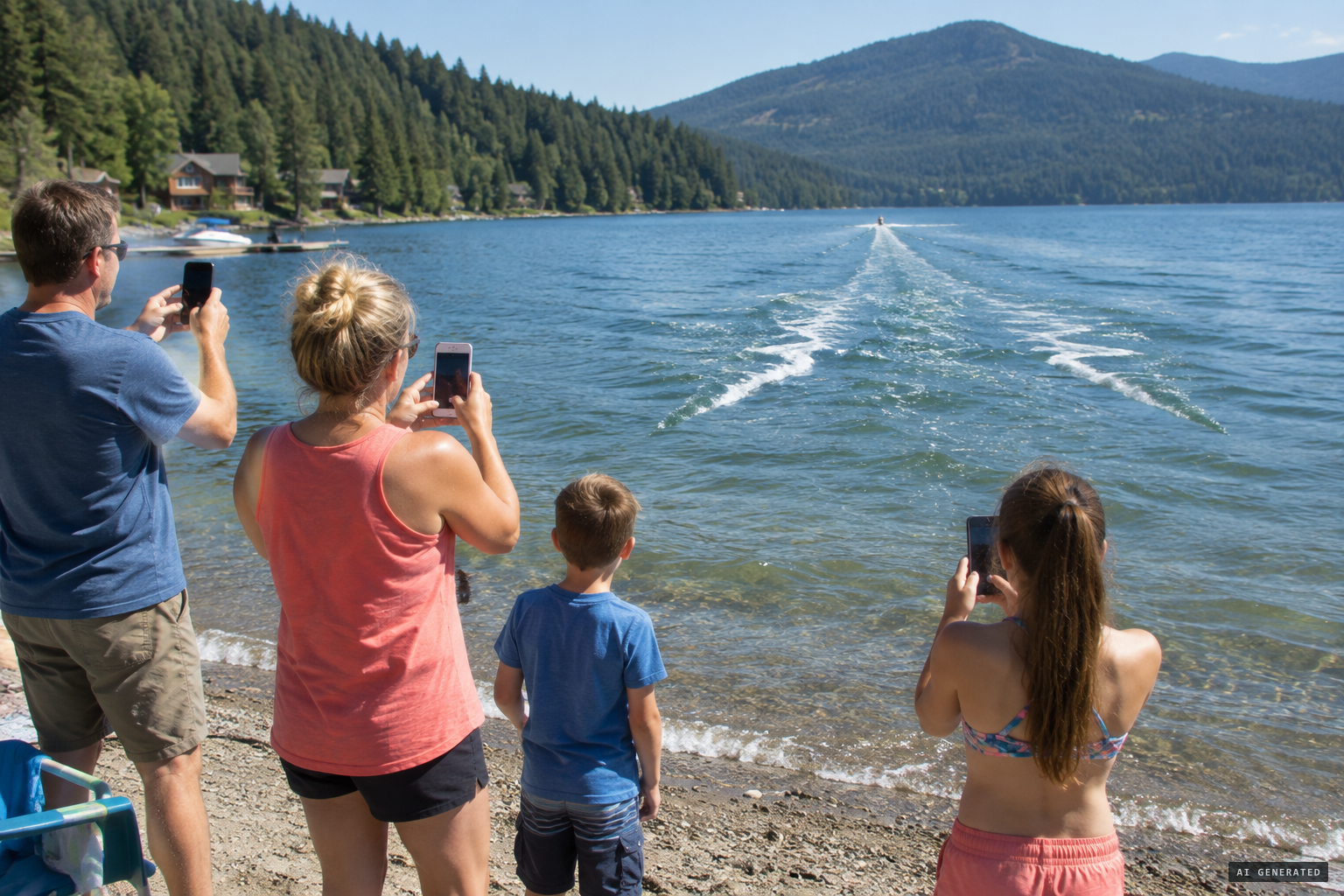 At Eagle Bay in June, fast ripples move toward shore