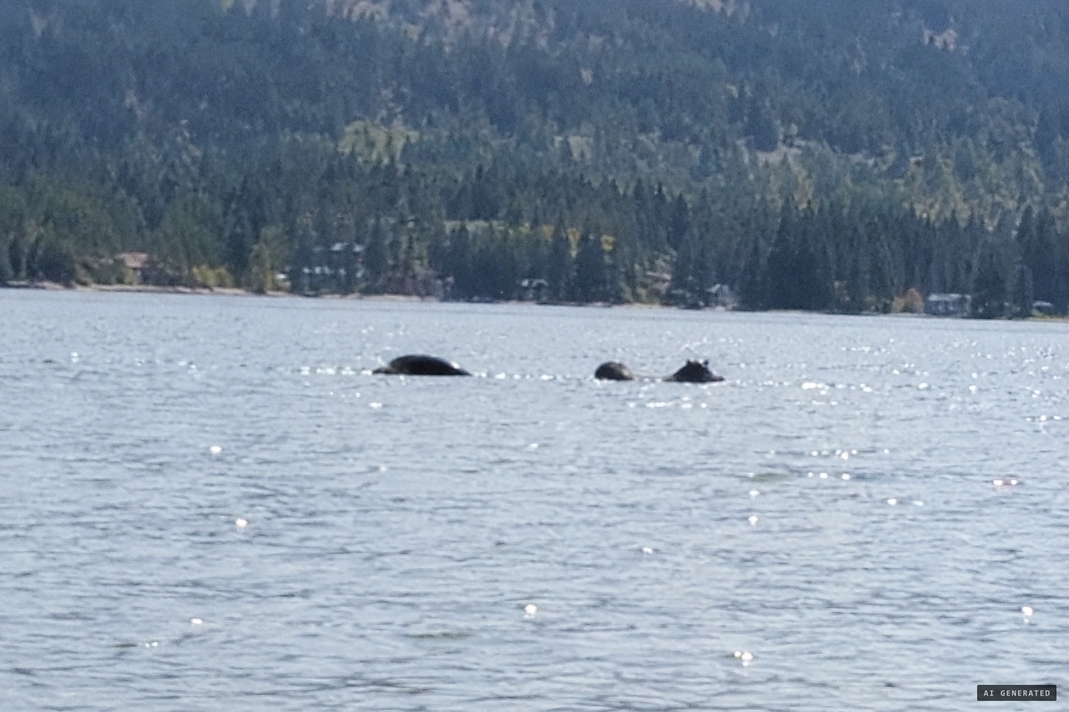 The surviving frame grab: black humps on Shuswap Lake
