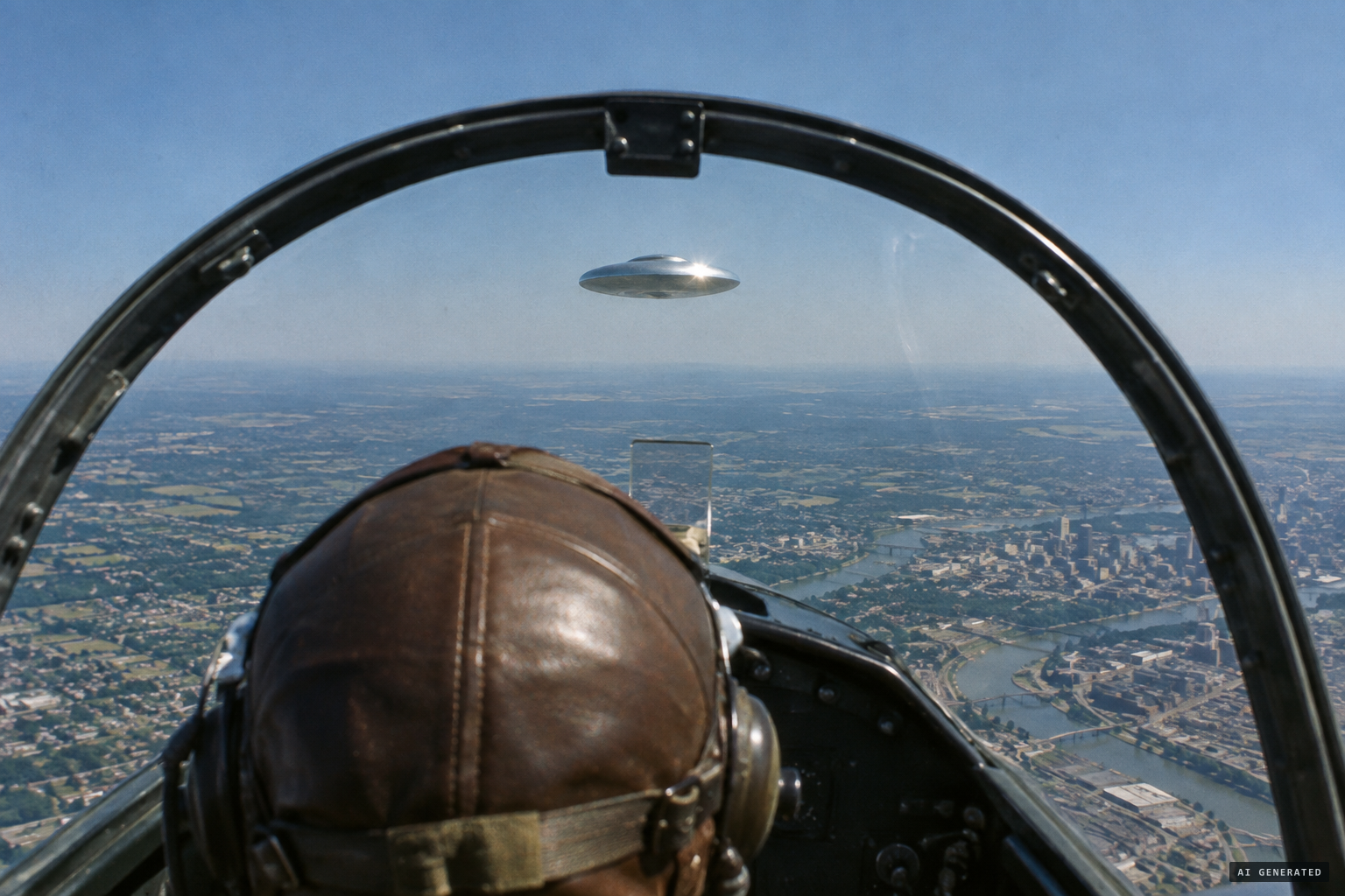 The object looks round, huge and metallic to the pilot