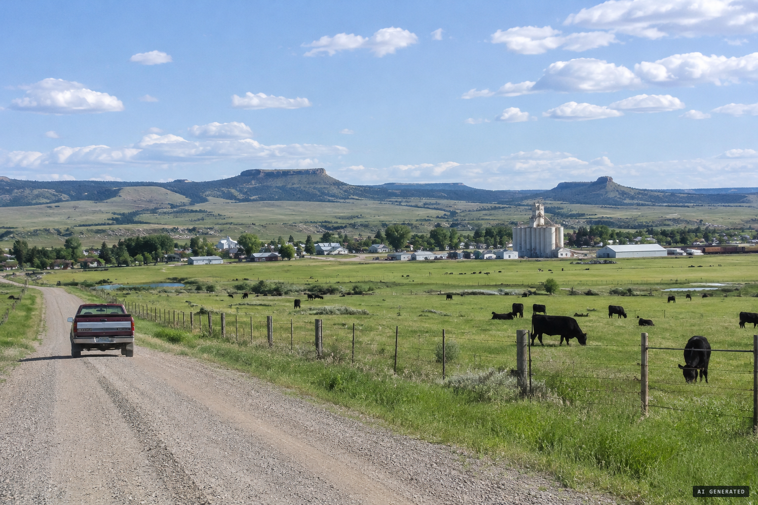 Ranch country around Denton, central Montana