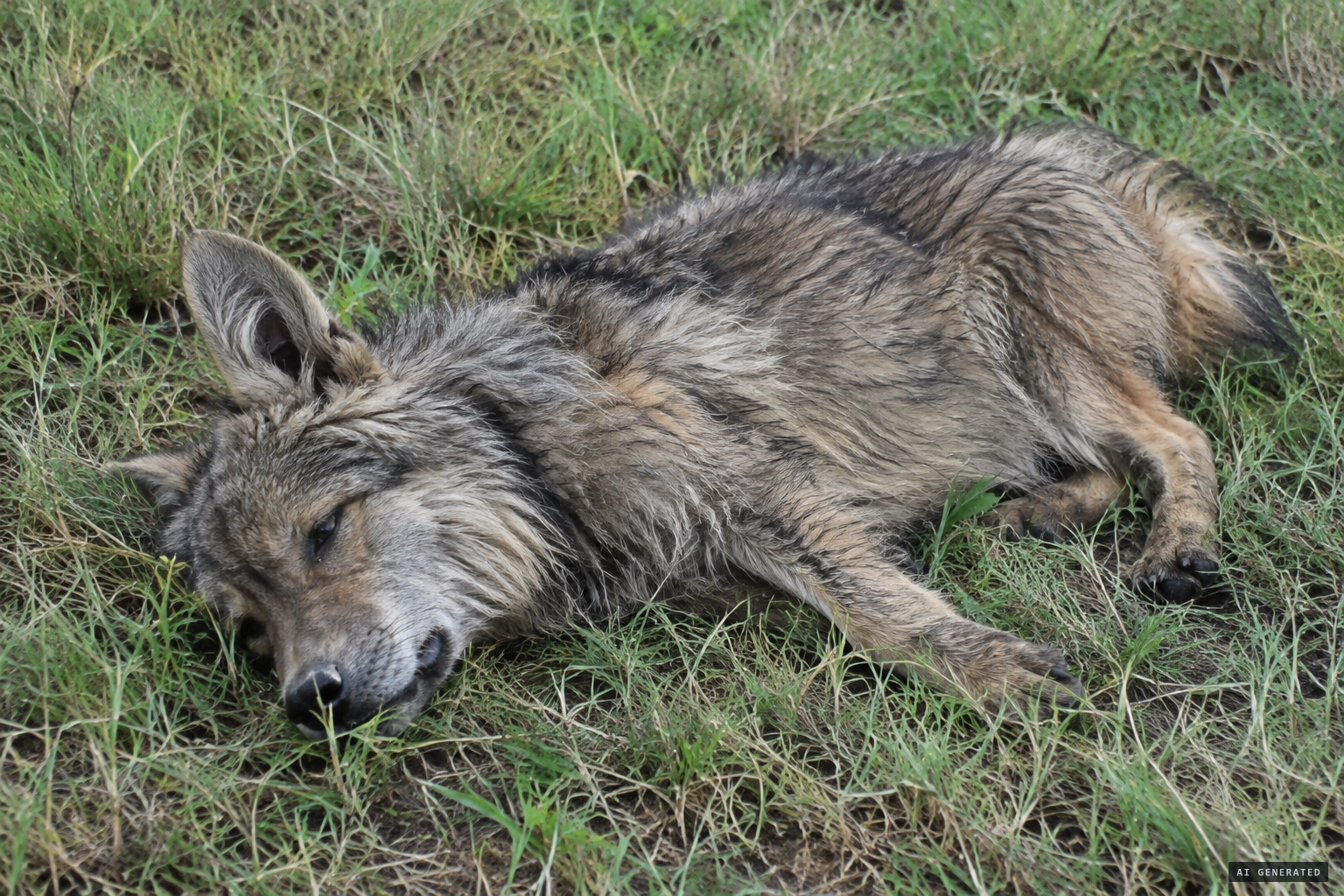 The shaggy, wolf-like creature with big ears and short legs