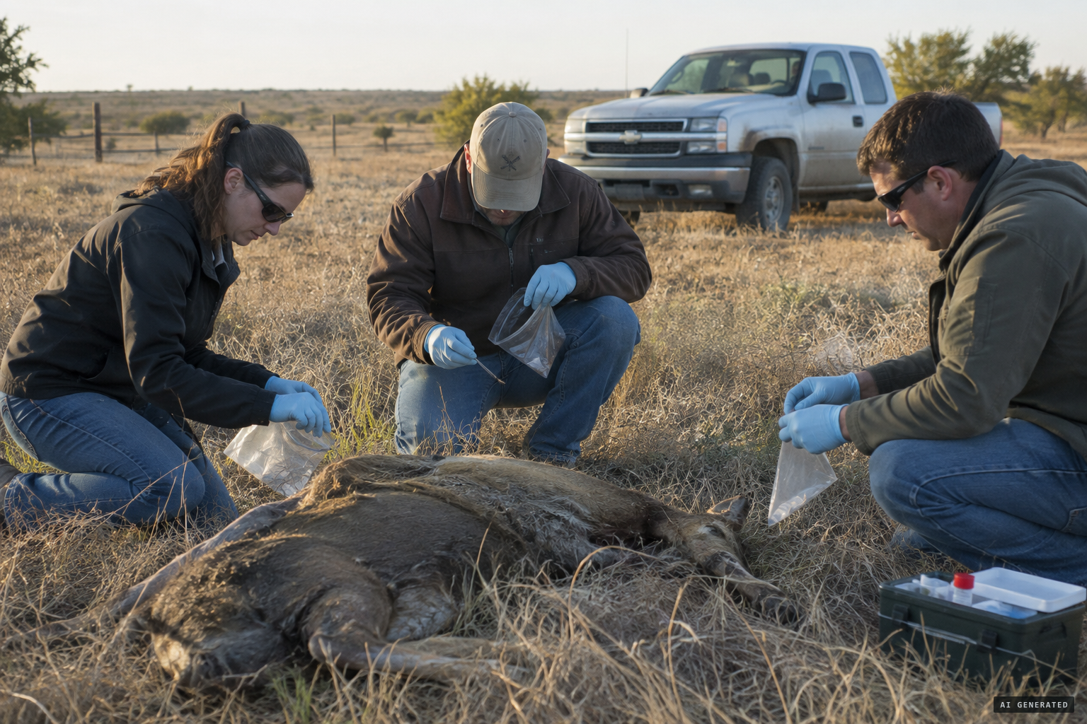 The Fact or Faked team collects DNA from a rancher's carcass