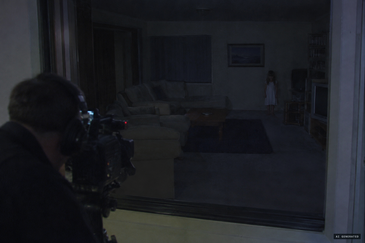 The young girl in the white dress seen by production staff