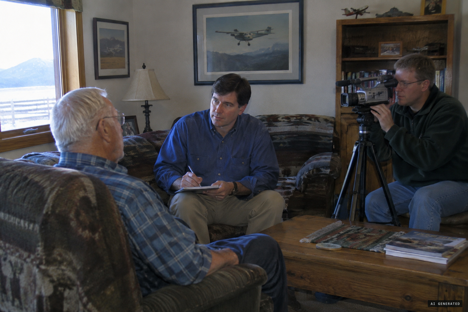 Hodgkinson interviewed on camera at his Montana home in 2005