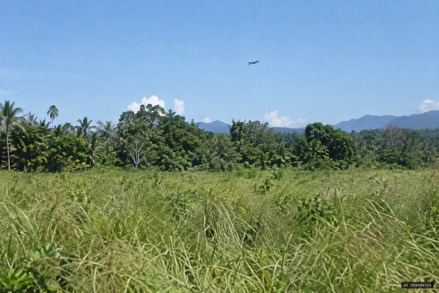 A grassy clearing at noon, and a dark shape that crossed it twice