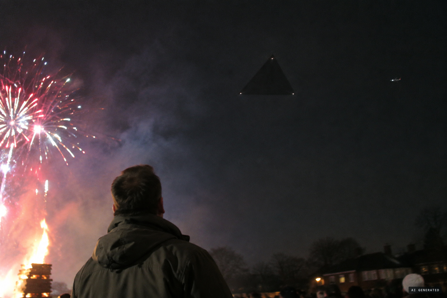 On Bonfire Night 2010, a triangle 'four or five times bigger than an aeroplane' over Sutton Coldfield