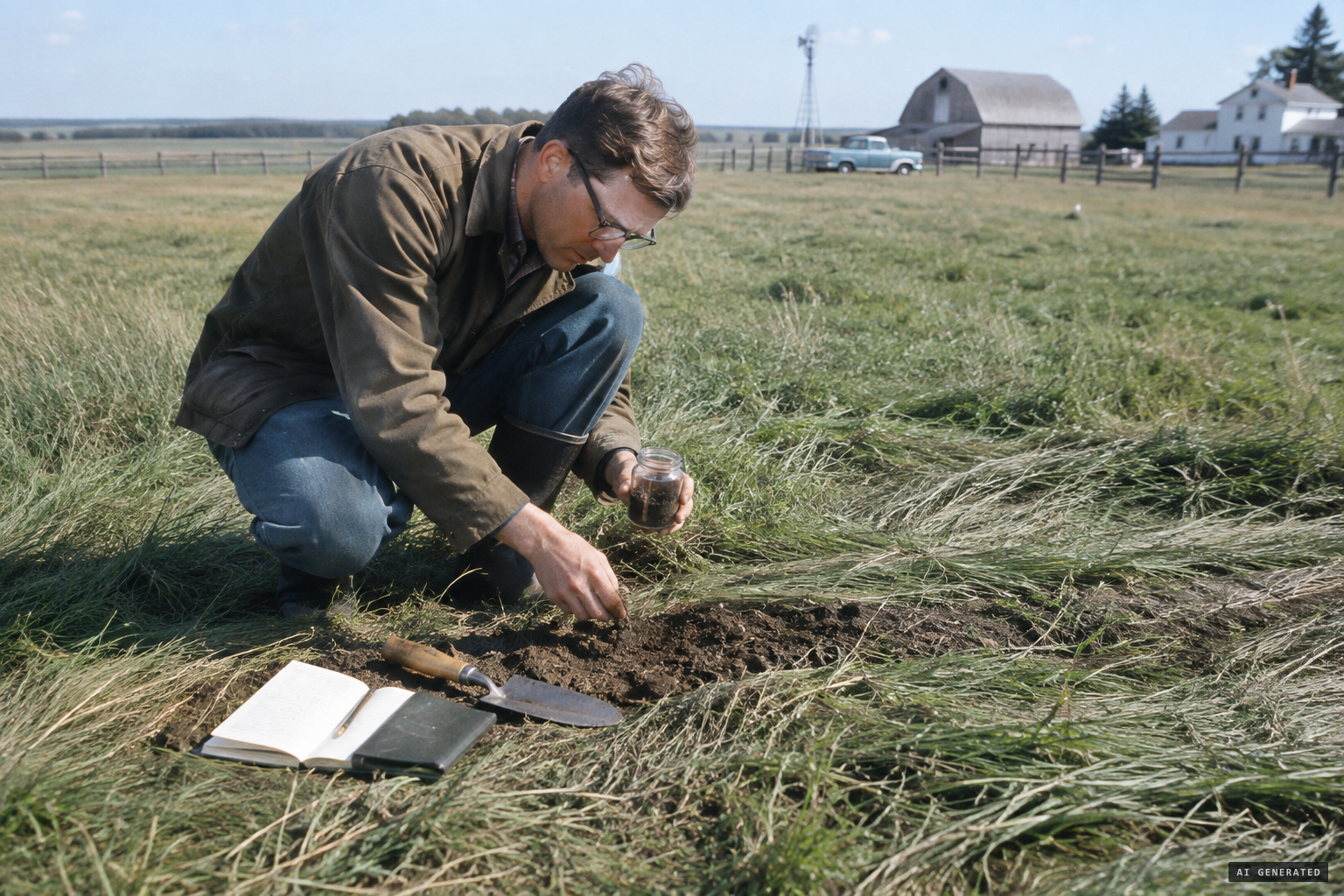 The scientist takes a soil sample, which proves inconclusive