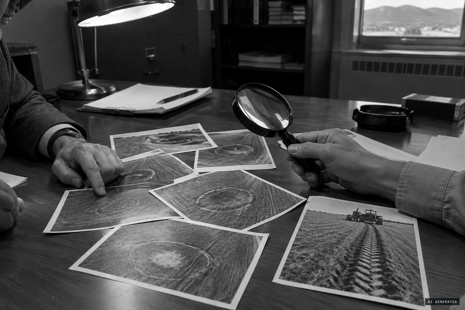 The Condon Committee compares the ring photos with farm vehicle tracks