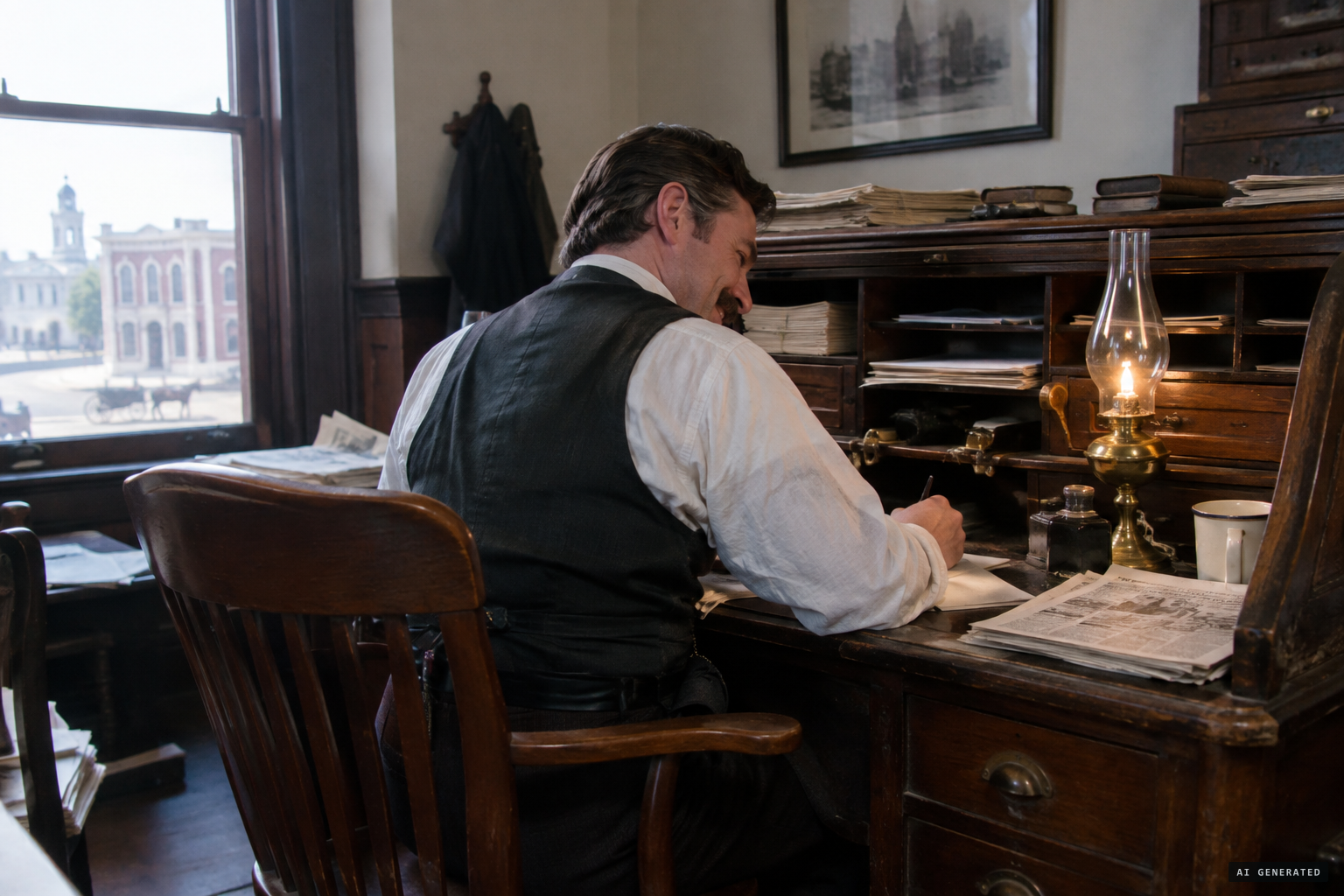 Managing editor James D. Calhoun invents the story as a joke