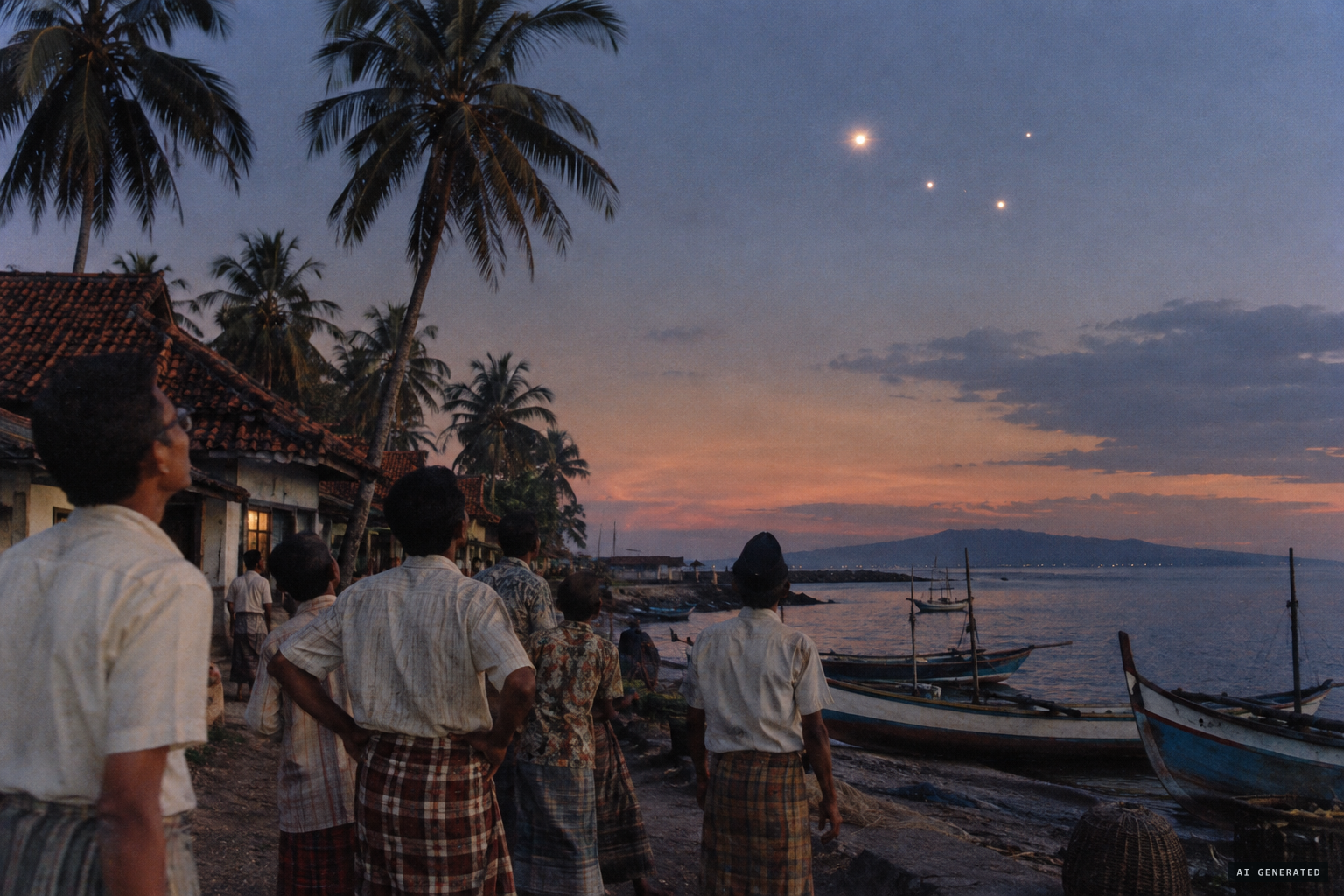 Each night for a week the objects appear after sunset between Surabaya, Malang and Bangkalan