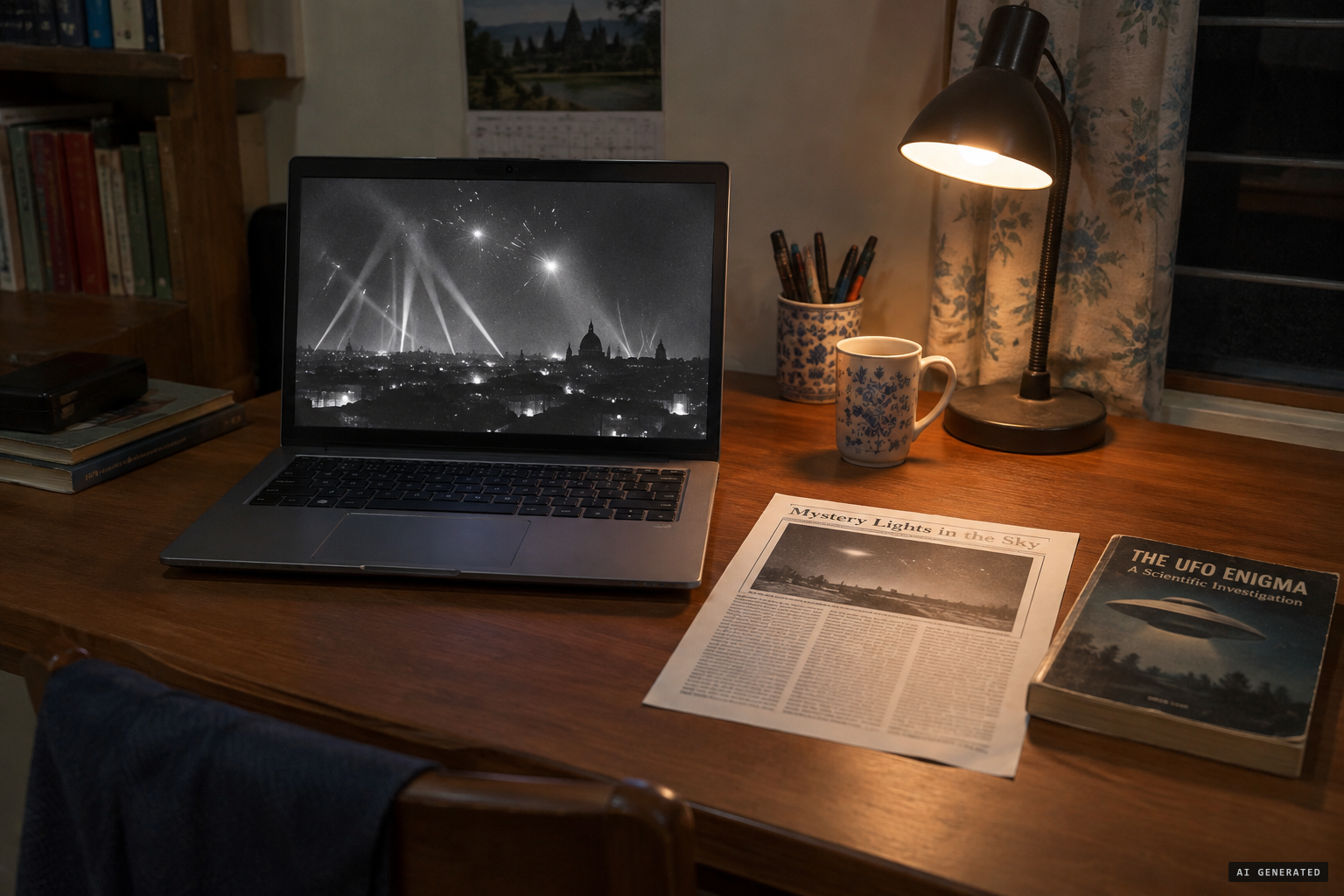 The case lives on through BETA-UFO, illustrated with images of the 1942 Battle of Los Angeles