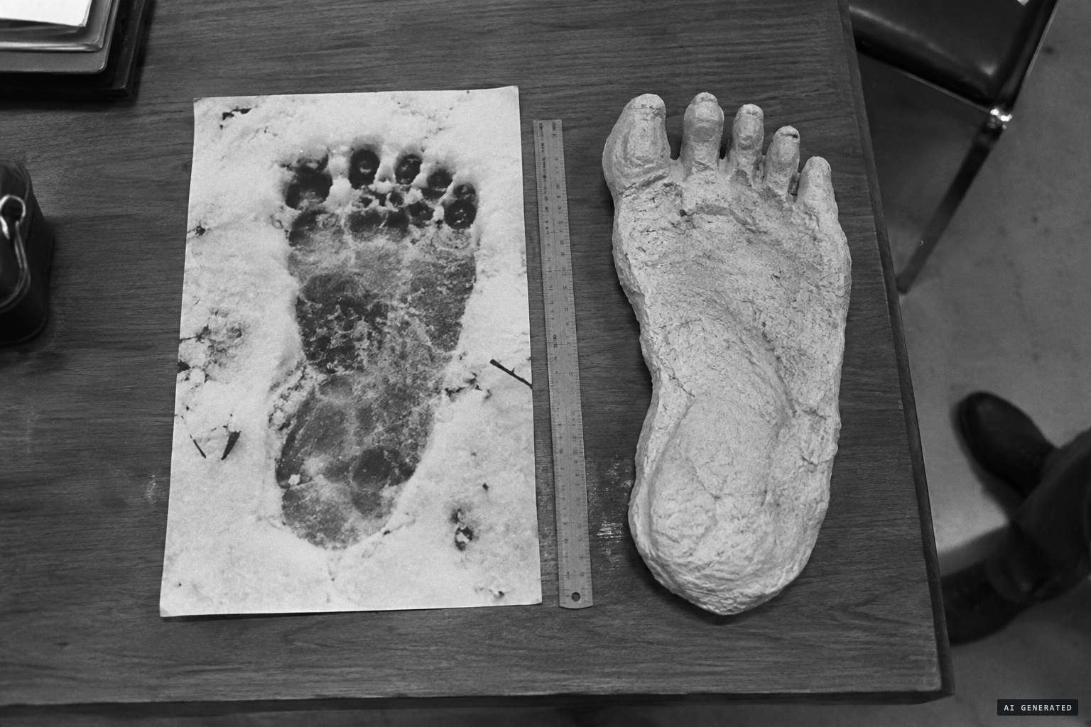 The prints compared with a mountain gorilla's foot and the Shipton photograph