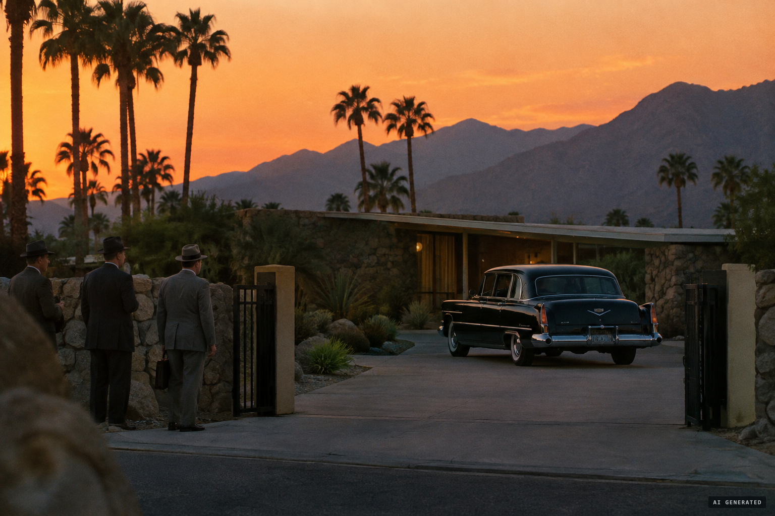 Palm Springs, February 1954: the president's vacation retreat at evening
