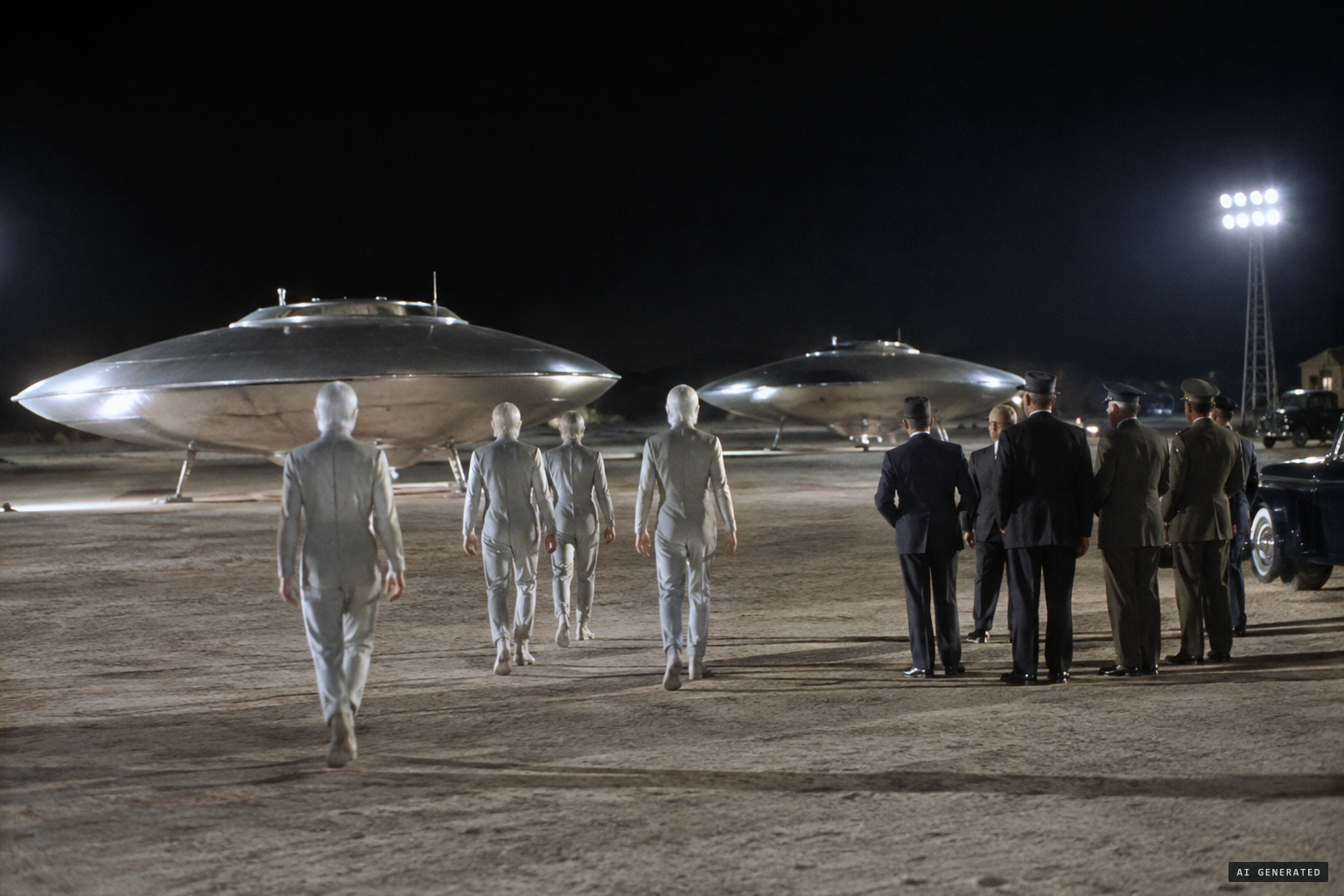 The pilot's account: humanlike aliens approach Eisenhower's group