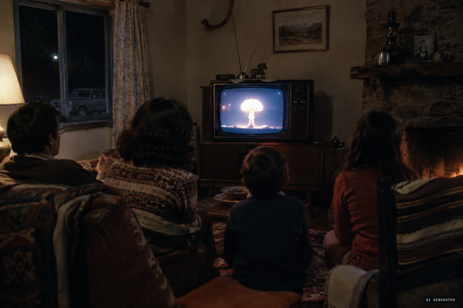 At Estancia Santa Ana the television shows an image like a mushroom cloud