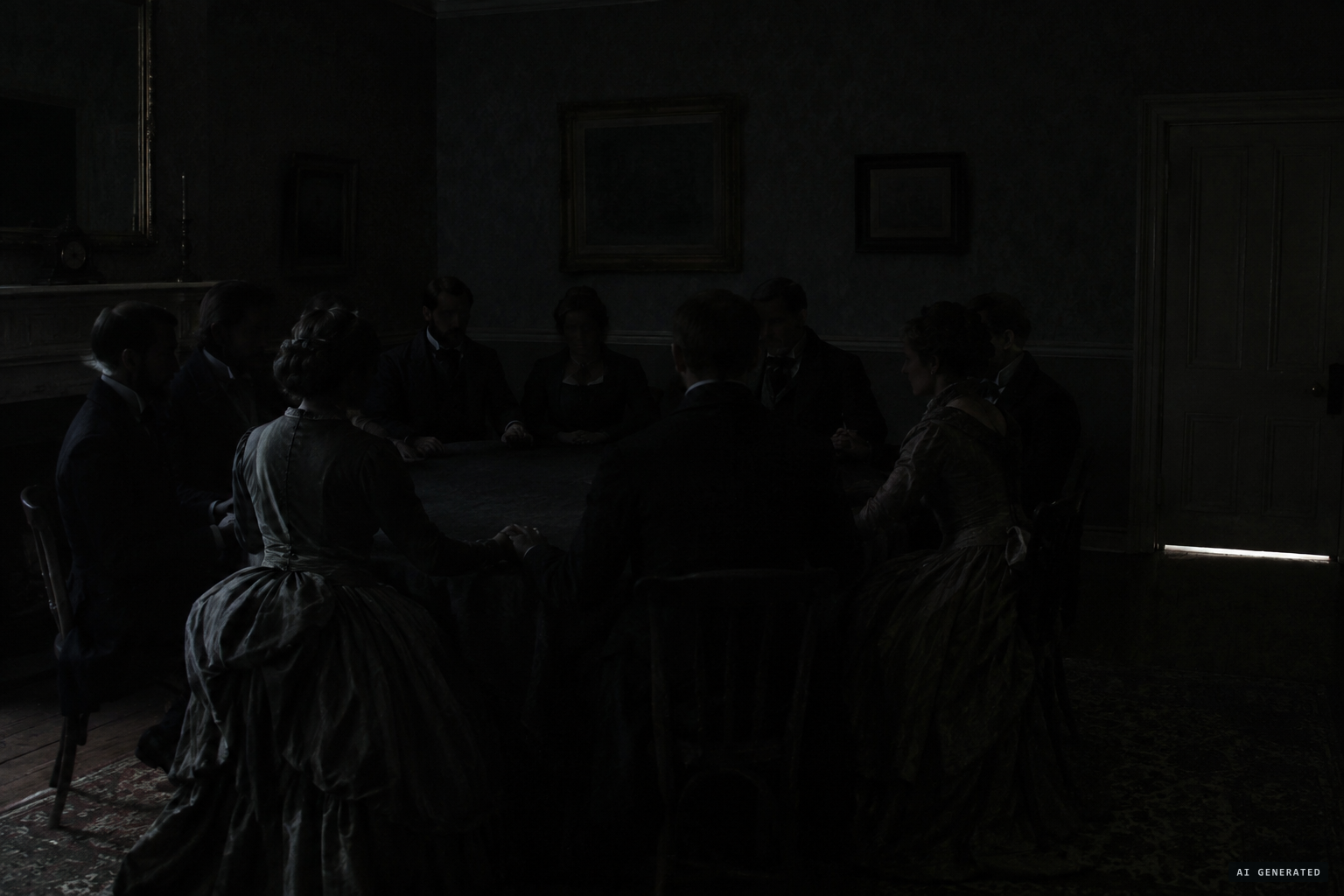 Ten people sit in the dark, the doors locked