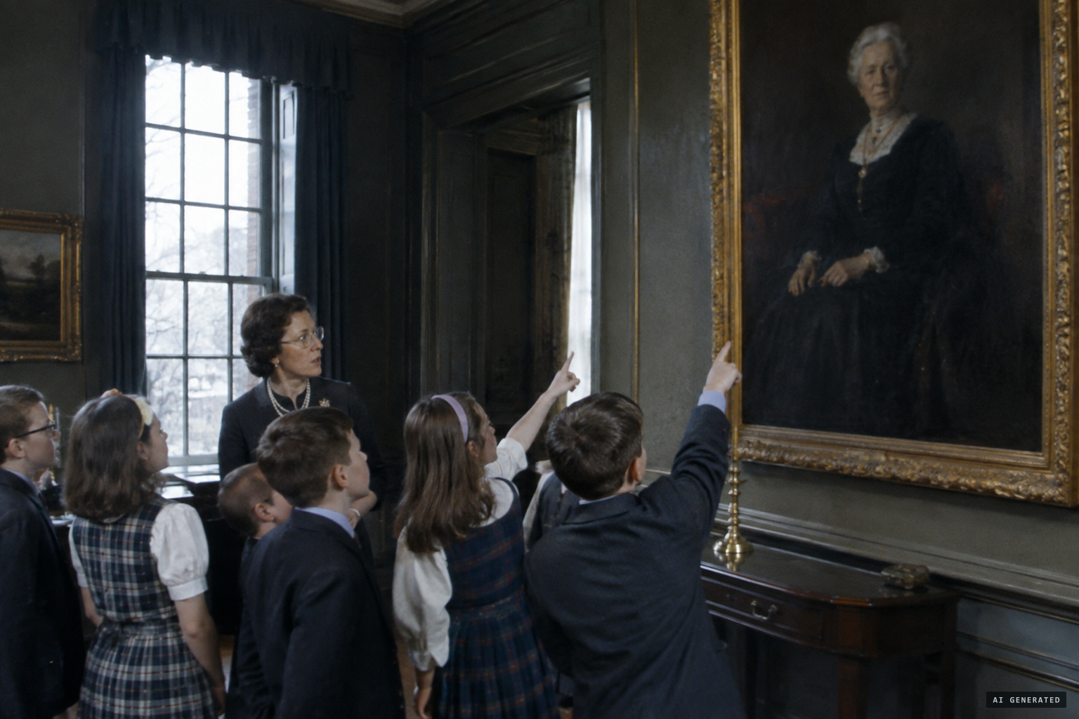 The children point to the portrait: it was Eliza Jumel
