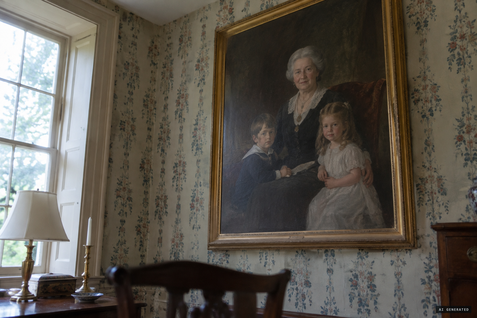 Alcide Ercole's life-size portrait of Eliza Jumel and her grandchildren