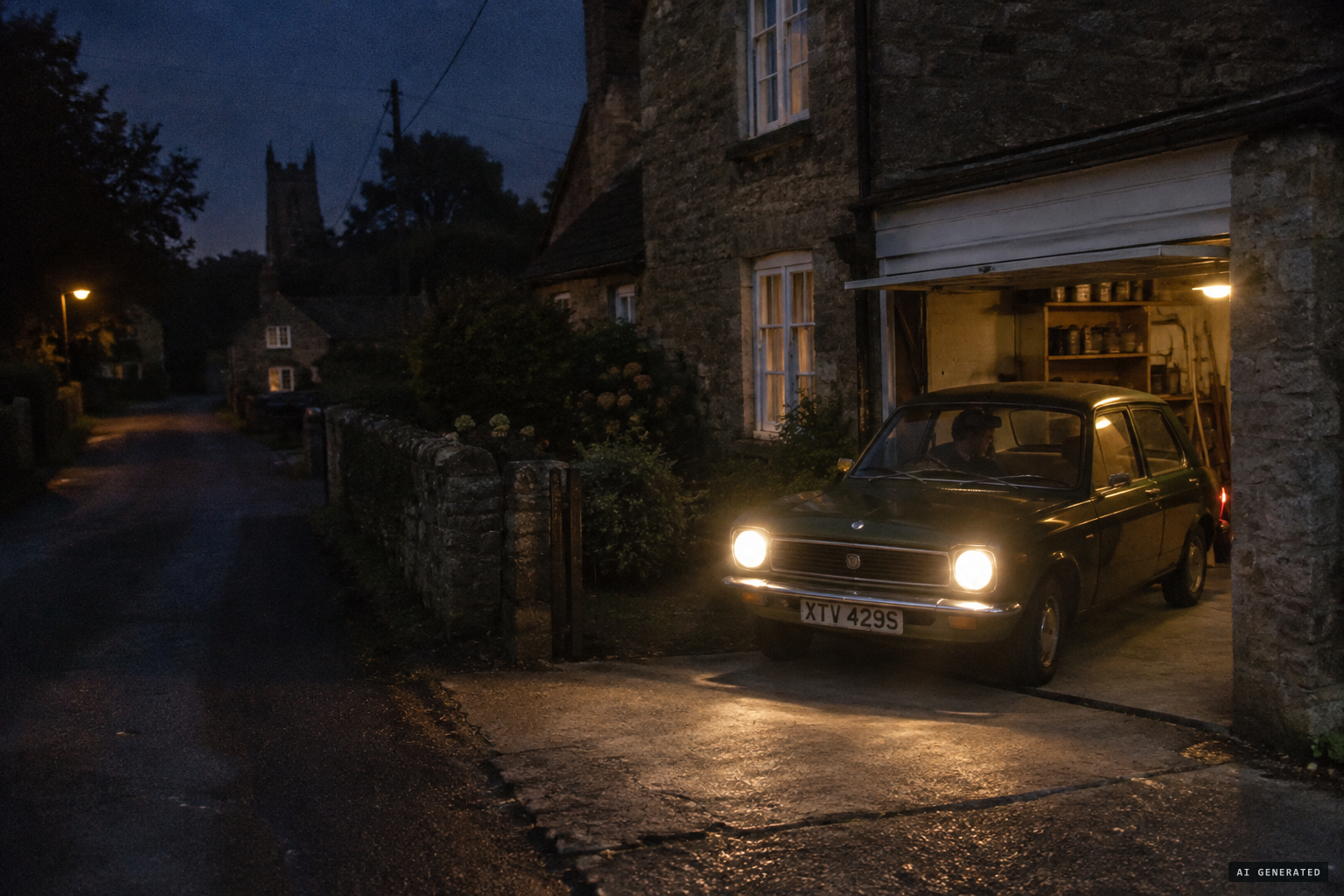 Light returns and she reaches her garage about 15 minutes late