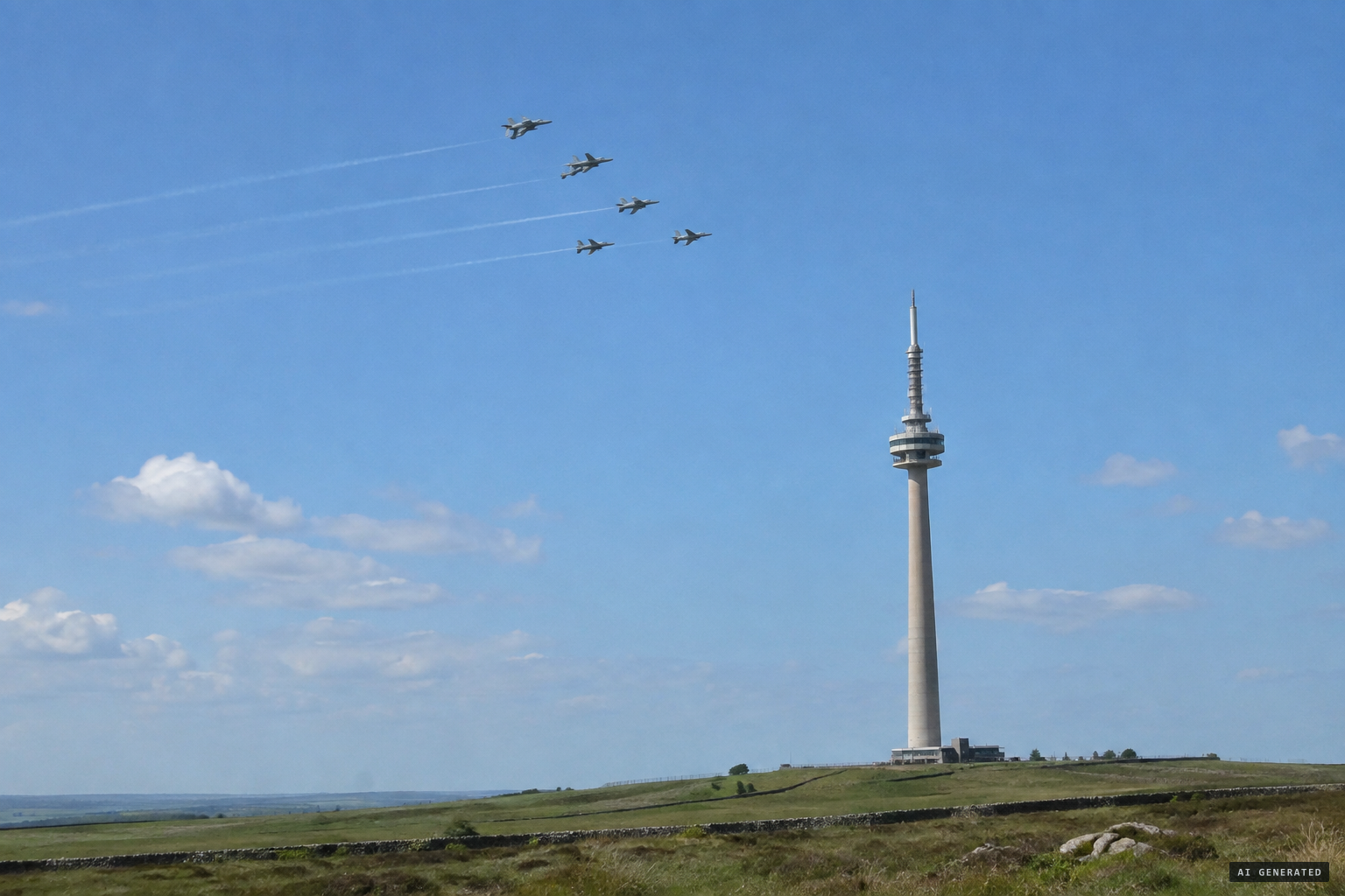 June 2004: five objects in formation, later identified as Dutch F-16s