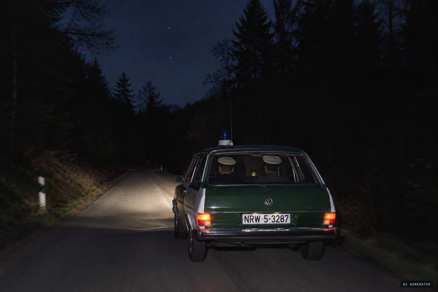 Two patrol officers drive Schweflinghauser Straße towards Schweflinghausen at 01:45