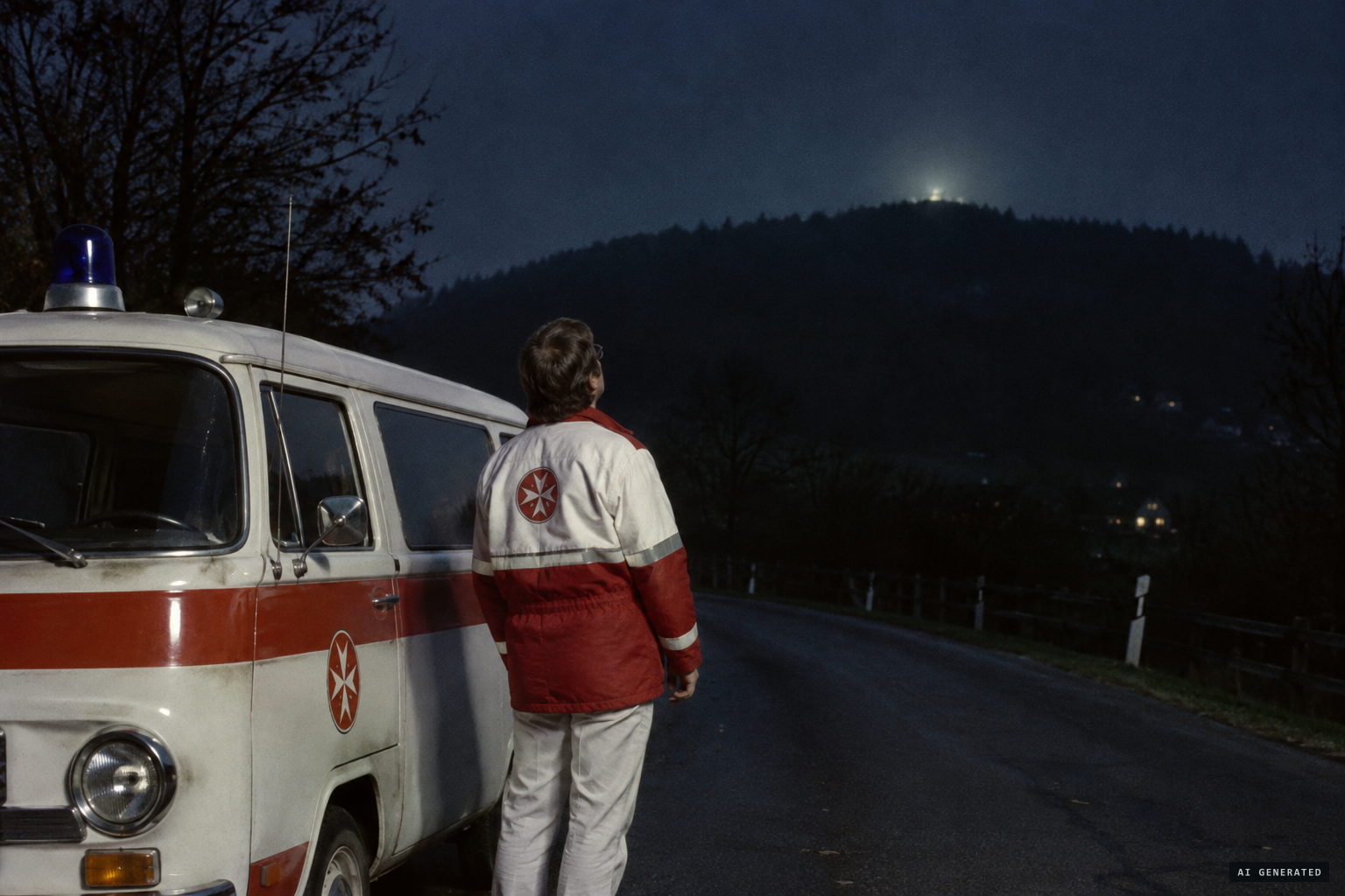 Johanniter helper Jürgen Hoppmann sees the UFO still hovering