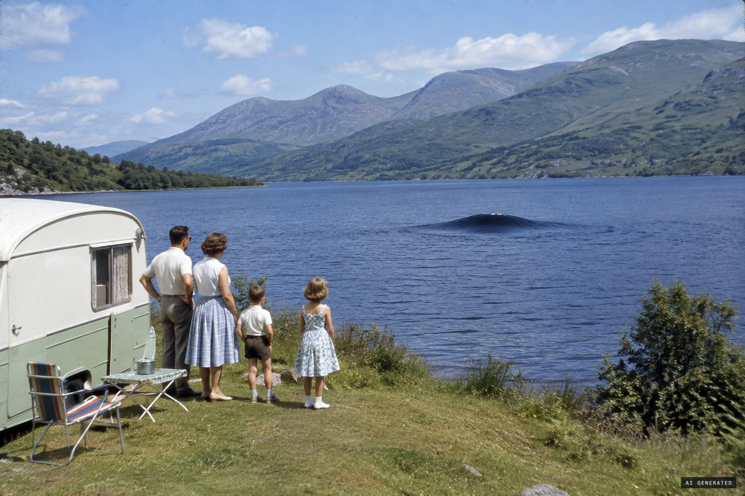 July 1960: the Robinson family see what looks like a standing wave in the centre of the loch