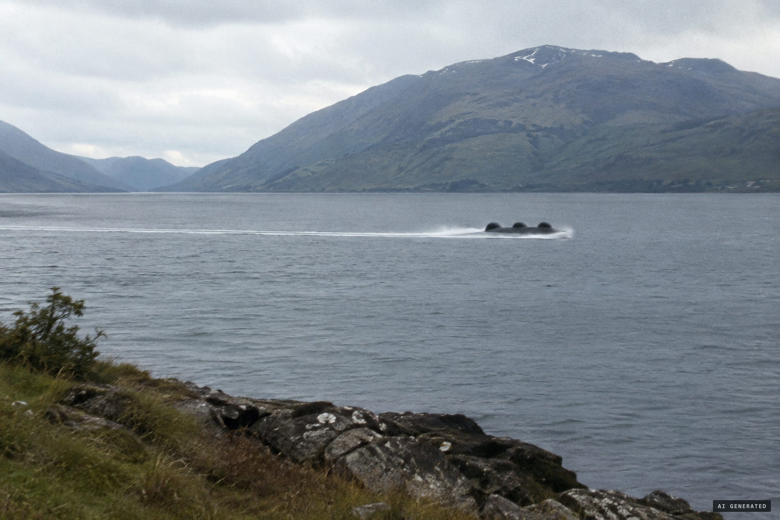 A separate 1954 report: a three-humped creature crossing Loch Linnhe at about 30 mph