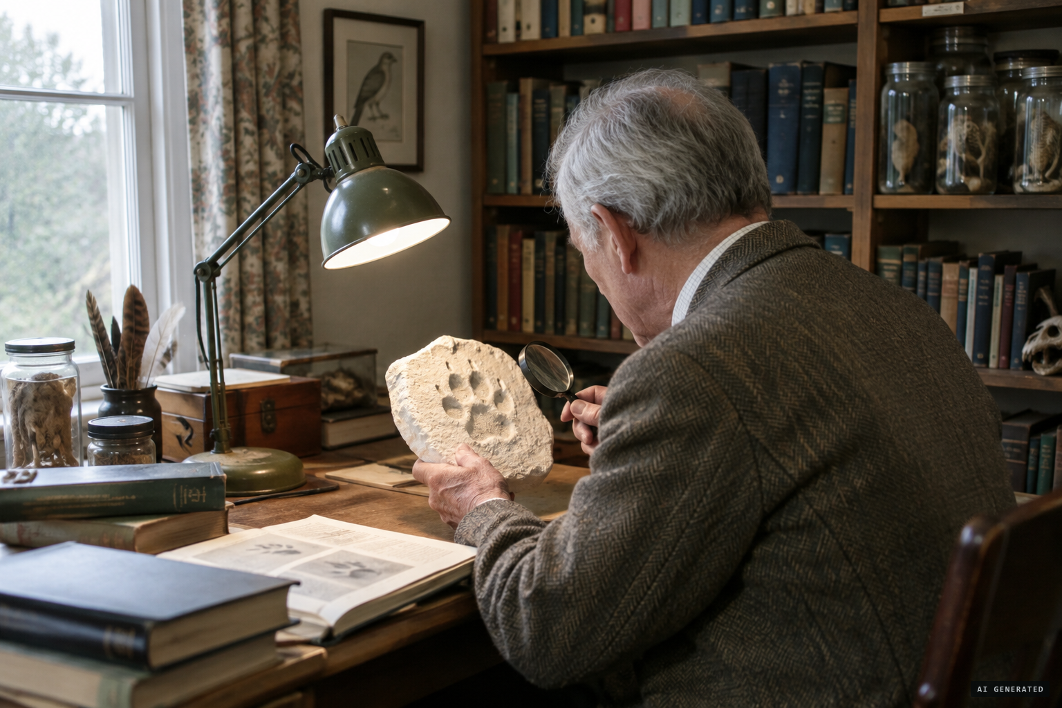 Dr Maurice Burton notes the dog-like toes in the casts