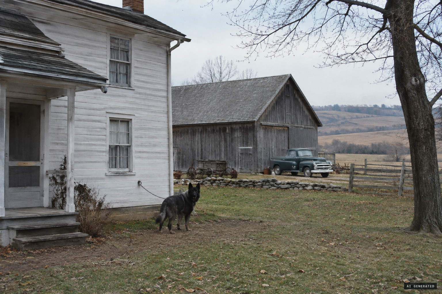 The Trasco home in Everittstown, with King tied at the side of the house