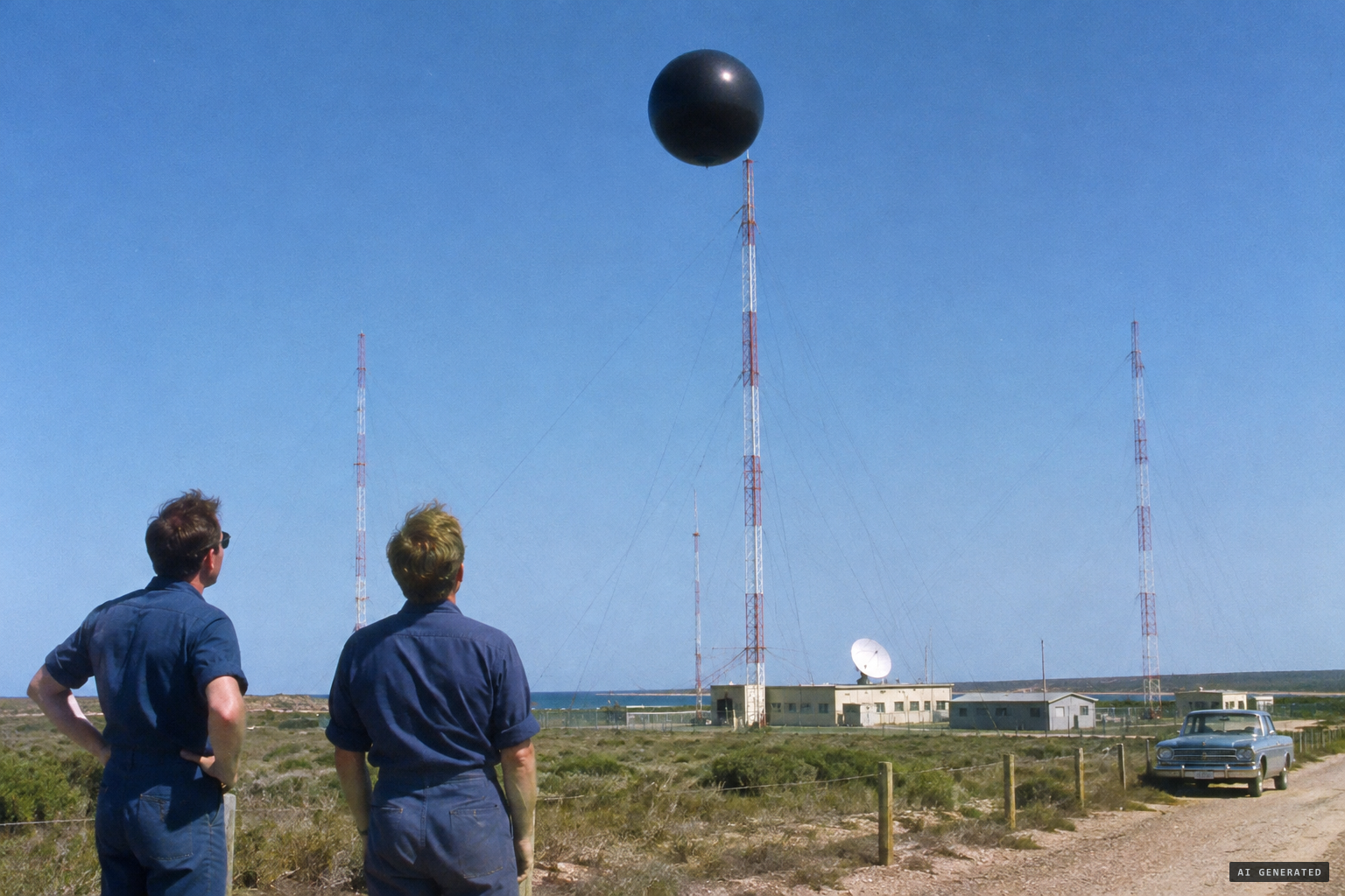 The 1973 black sphere over the base
