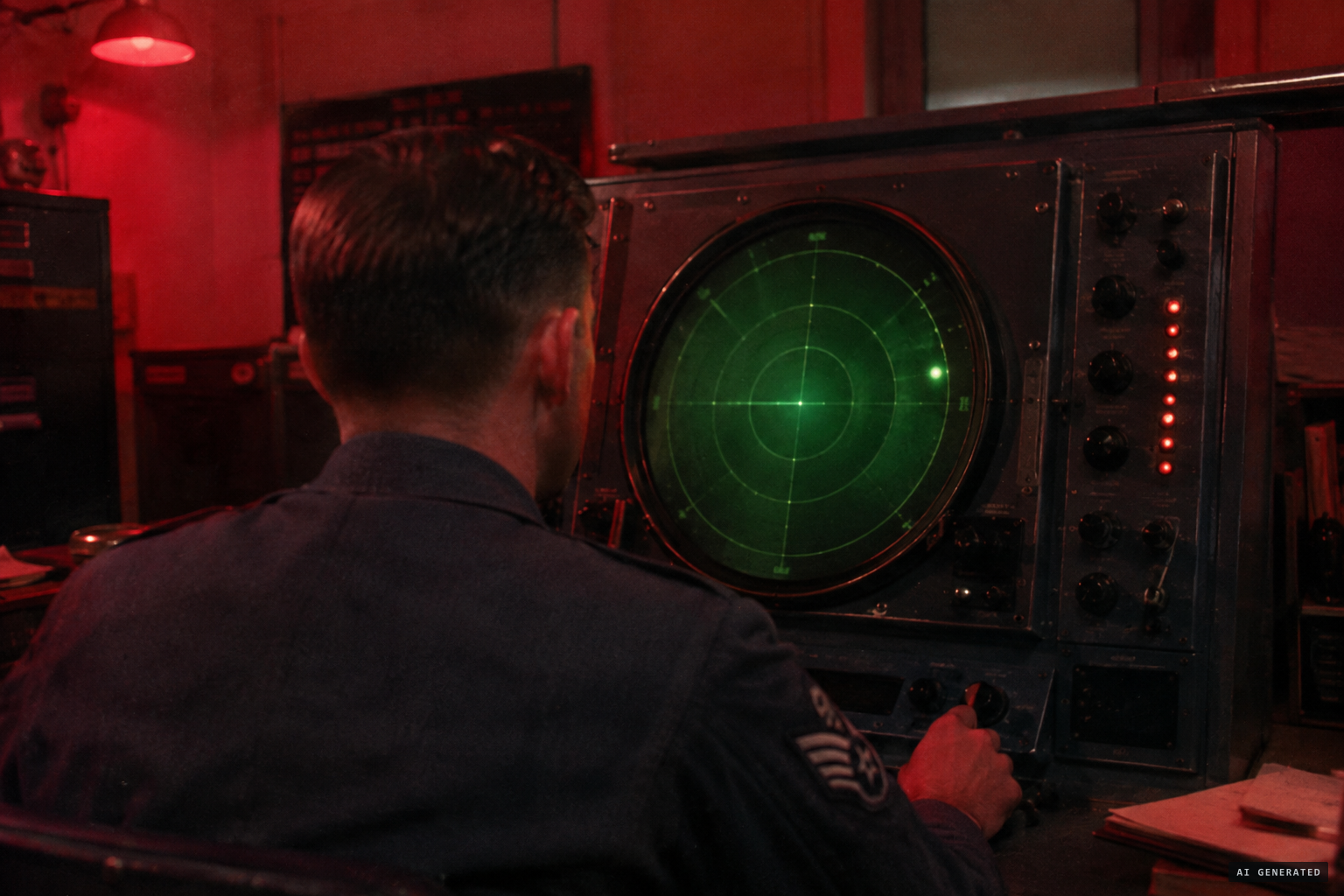 A single radar pip at 85°, 165 miles, judged interference