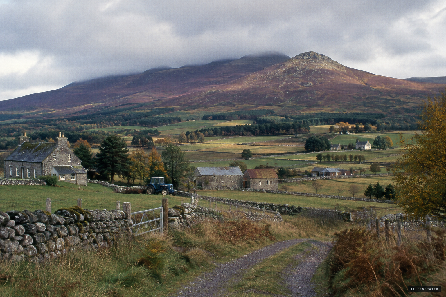 Bennachie and Oxen Craig rising over the Garioch farmland